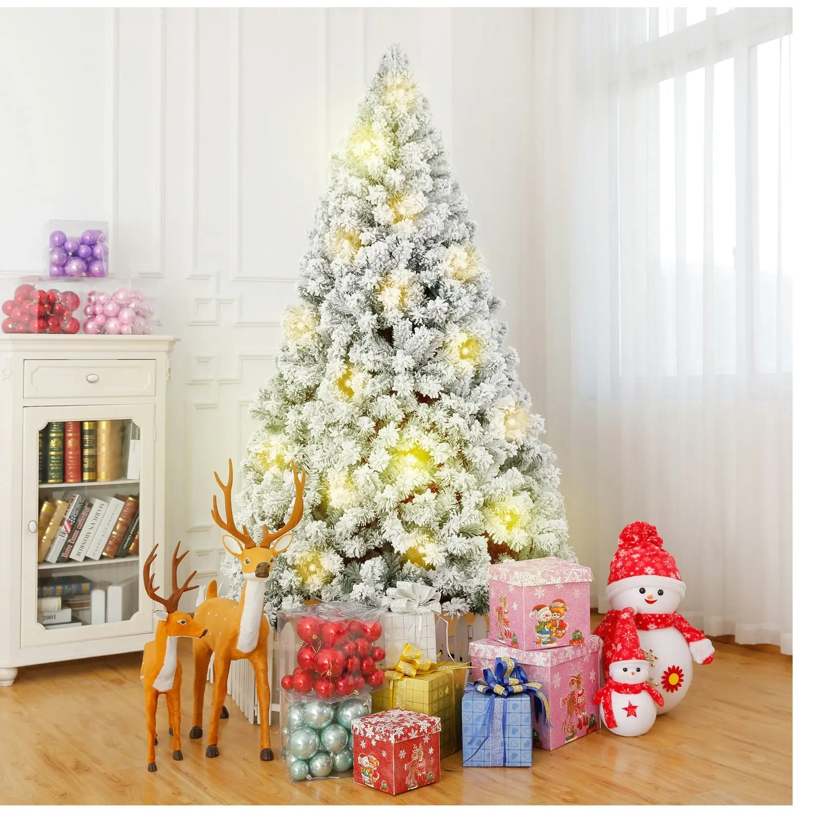 Christmas Tree 2.1m/1.95m/1.8m Xmas Trees Decorations Snowy Decor AU