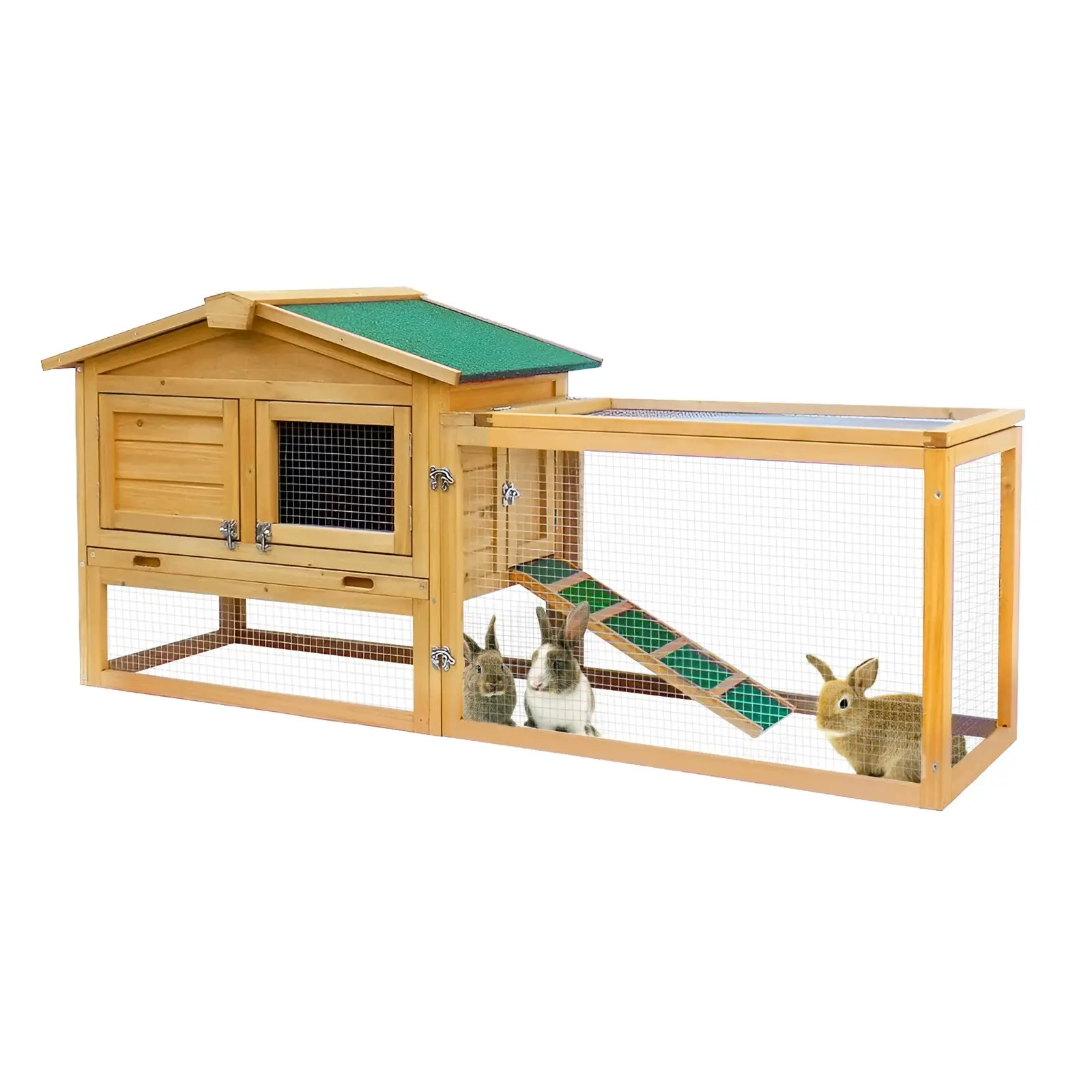 Chicken Coop Rabbit Hutch Large Wooden House Run Outdoor Farm Pet Cage