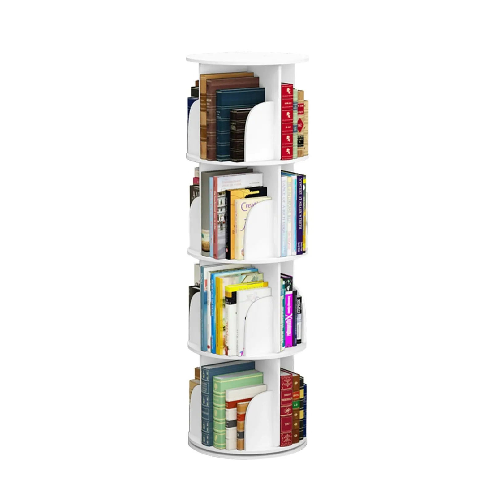 Rotating Book Storage Shelf Bookcase Rotating Display Stand White Bookshelf