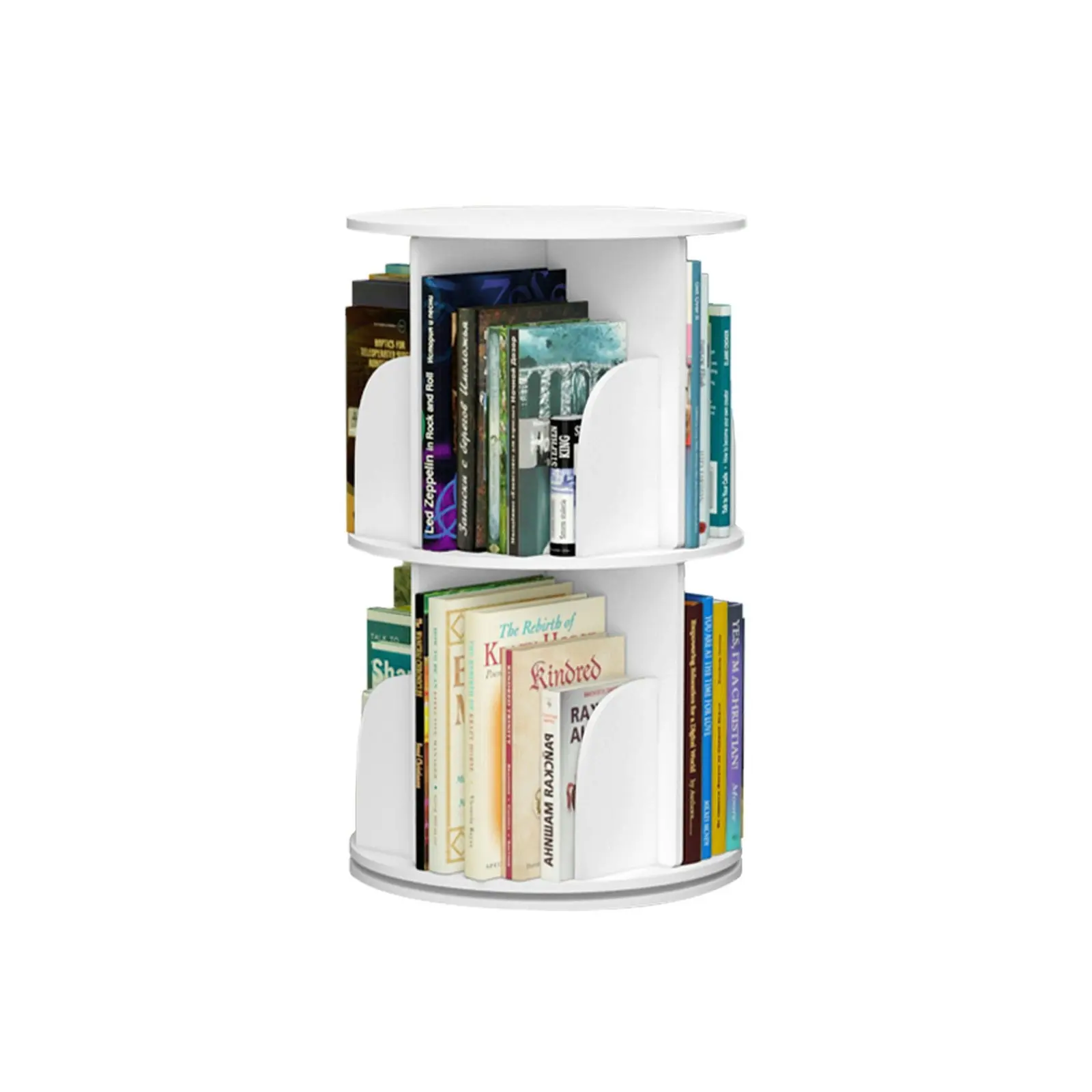 Rotating Book Storage Shelf Bookcase Rotating Display Stand White Bookshelf