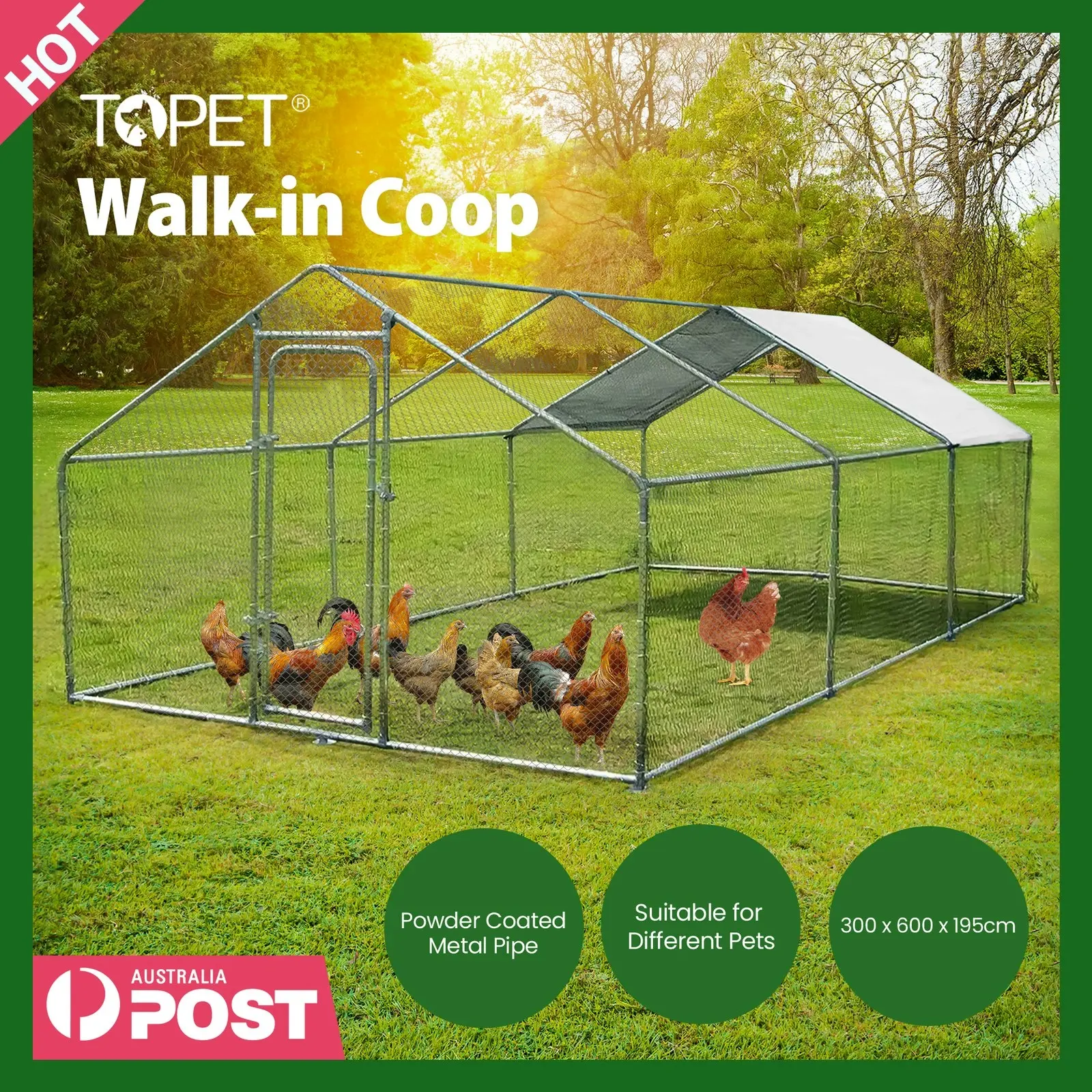 Large Walk-in Pet Chicken Run Coop Cage Rabbit Hutch Ferret House Guinea Pig Enclosure