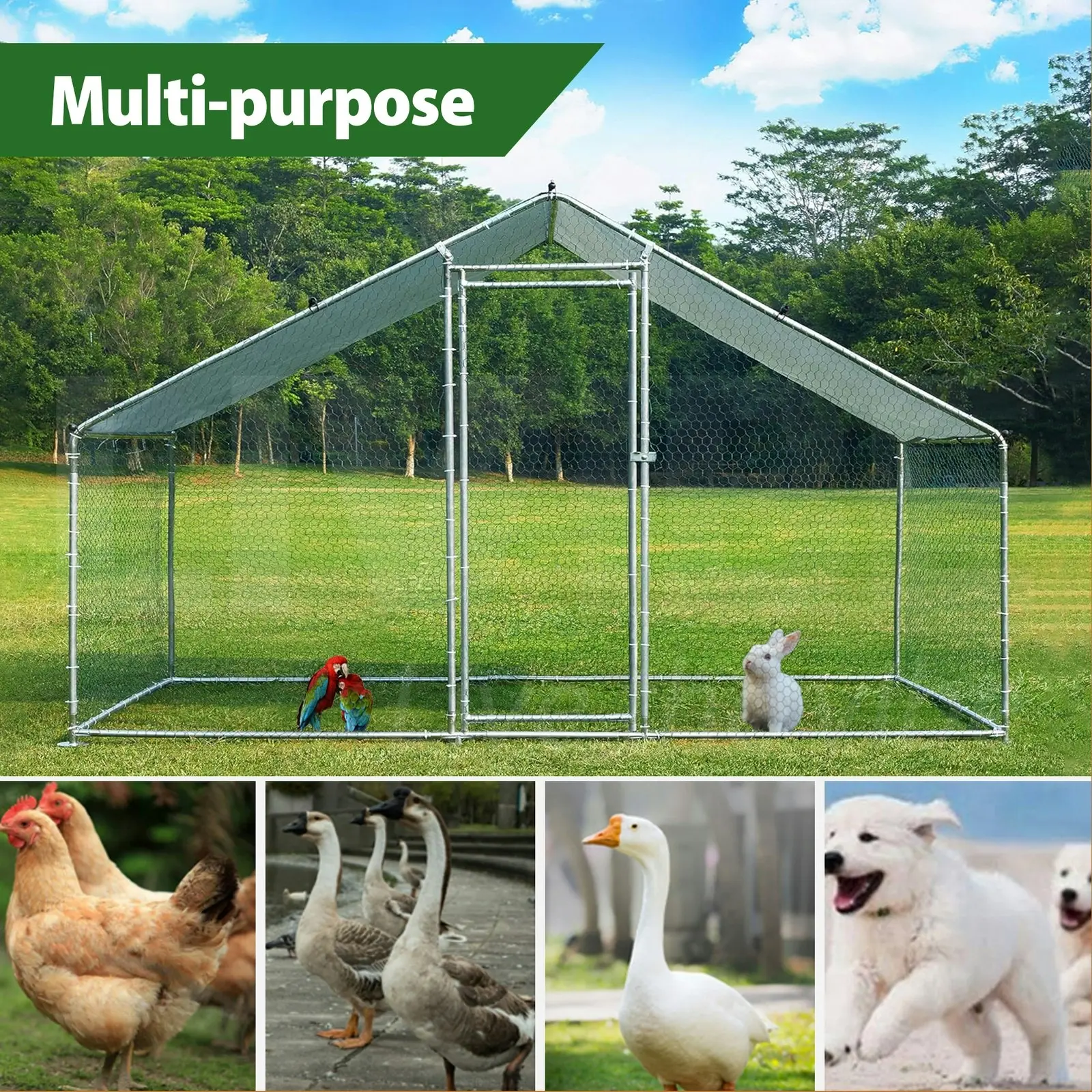 Large Walk-in Pet Chicken Run Coop Cage Rabbit Hutch Ferret House Guinea Pig Enclosure