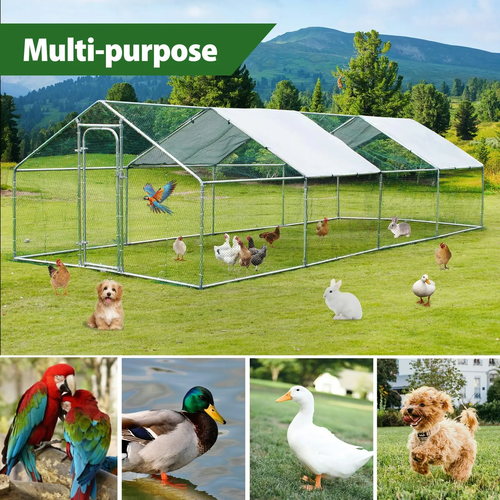 Large Walk-in Pet Chicken Run Coop Cage Rabbit Hutch Ferret House Guinea Pig Enclosure