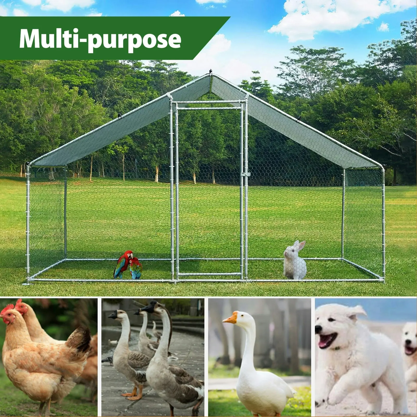 Large Walk-in Pet Chicken Run Coop Cage Rabbit Hutch Ferret House Guinea Pig Enclosure