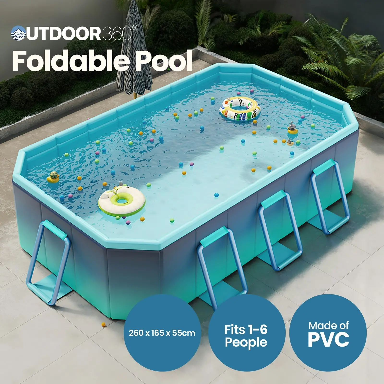 Swimming Pool Foldable Above Ground PVC Pool Kids Adult Outdoor Pool