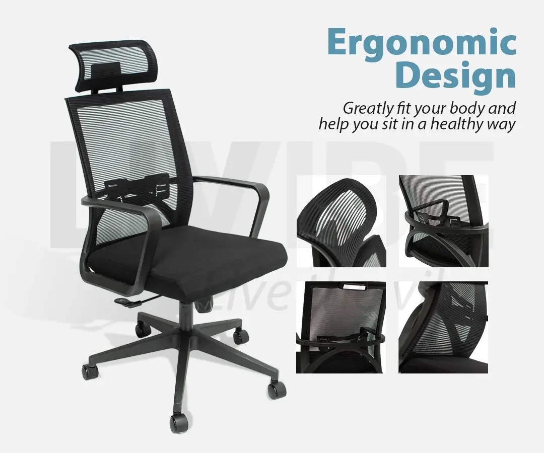 MIUZ Ergonomic Mesh Office Chair Gaming Executive Fabric Seat Headrest White