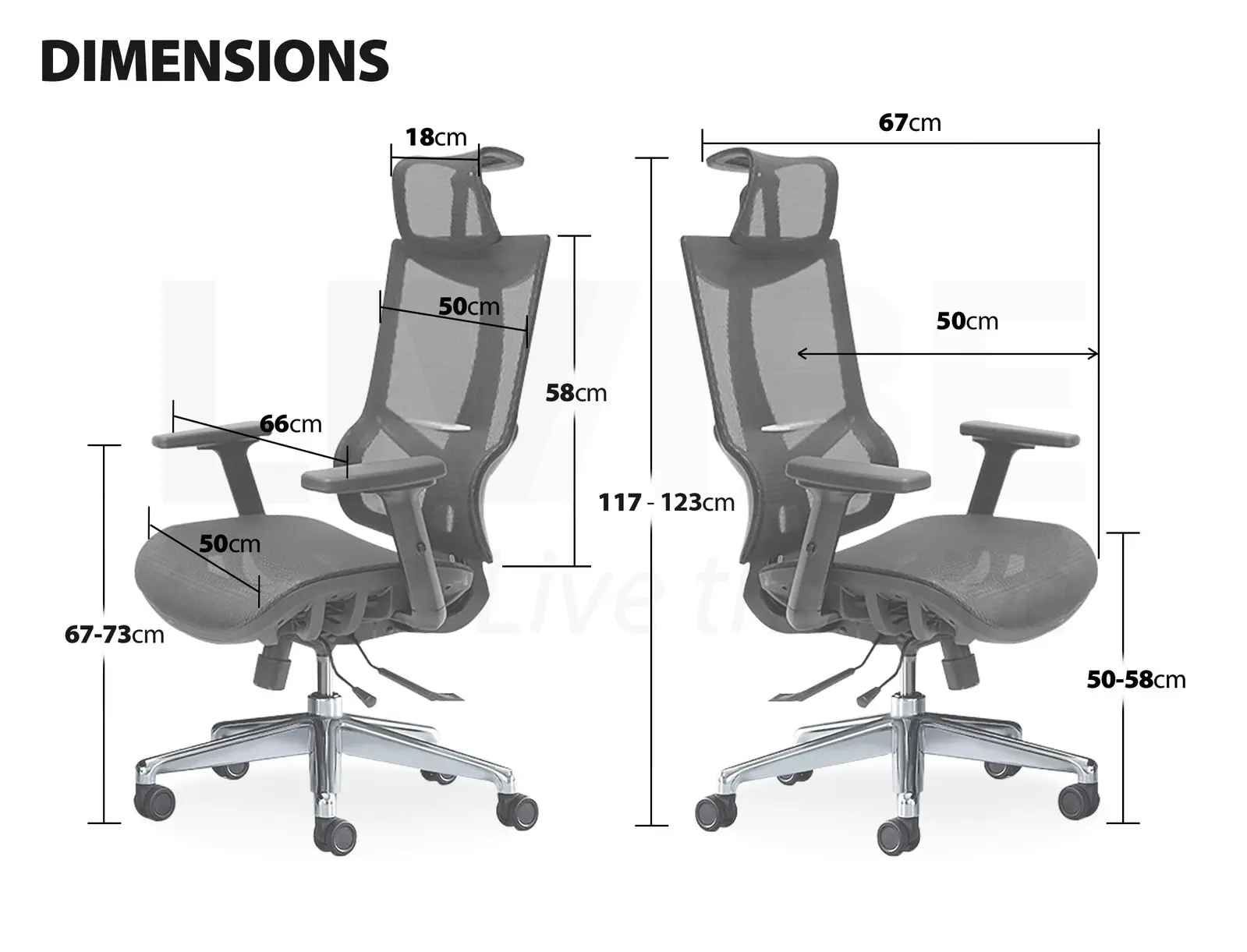 MIUZ Ergonomic Mesh Office Chair Gaming Executive Fabric Seat Headrest White