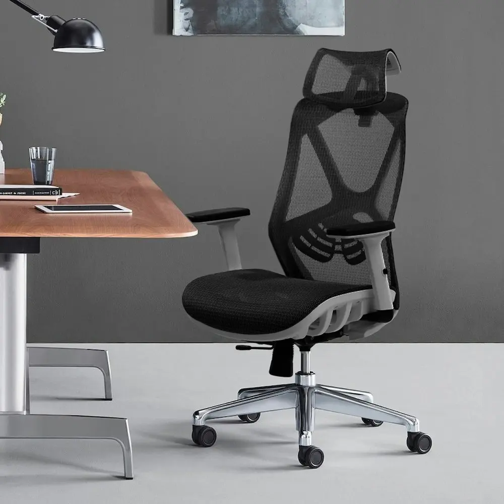 MIUZ Ergonomic Mesh Office Chair Gaming Executive Fabric Seat Headrest White