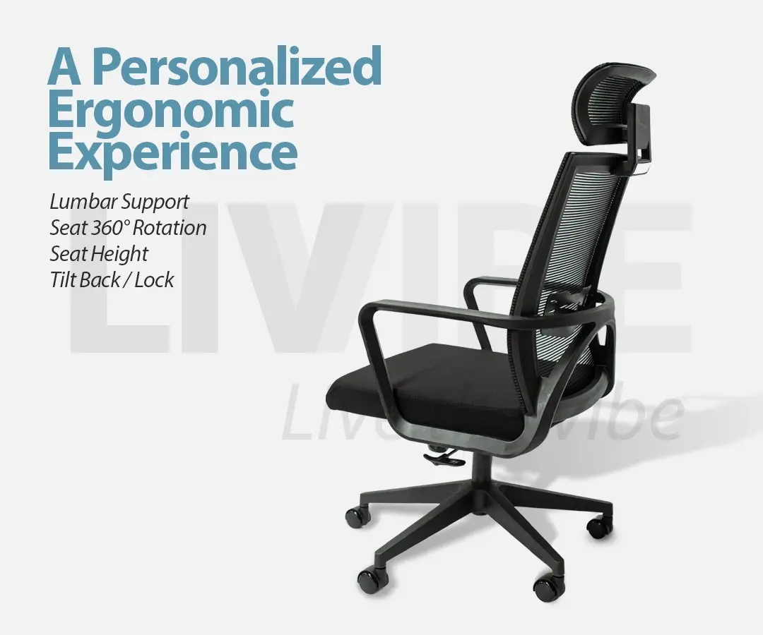 MIUZ Ergonomic Mesh Office Chair Gaming Executive Fabric Seat Headrest White