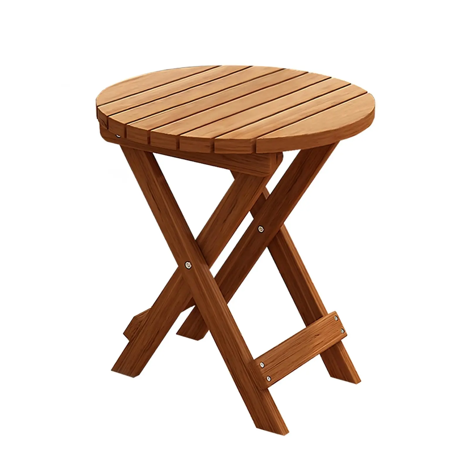 Round Folding Table Solid Bamboo Wood Foldable Table Patio Picnic Outdoor Table