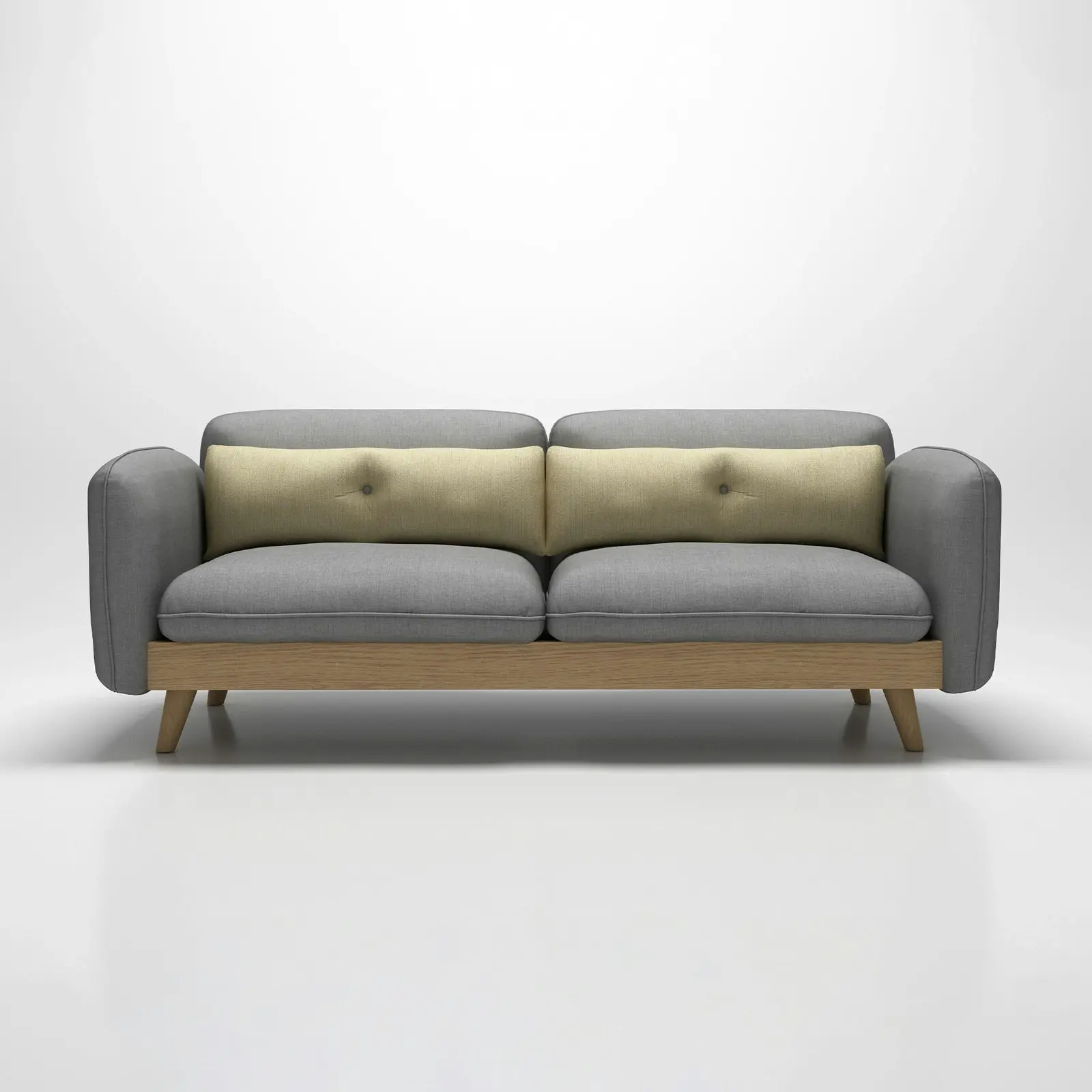 Sofa Large Double 2-3 Seater Couch - Grey Fabric 2 Sizes