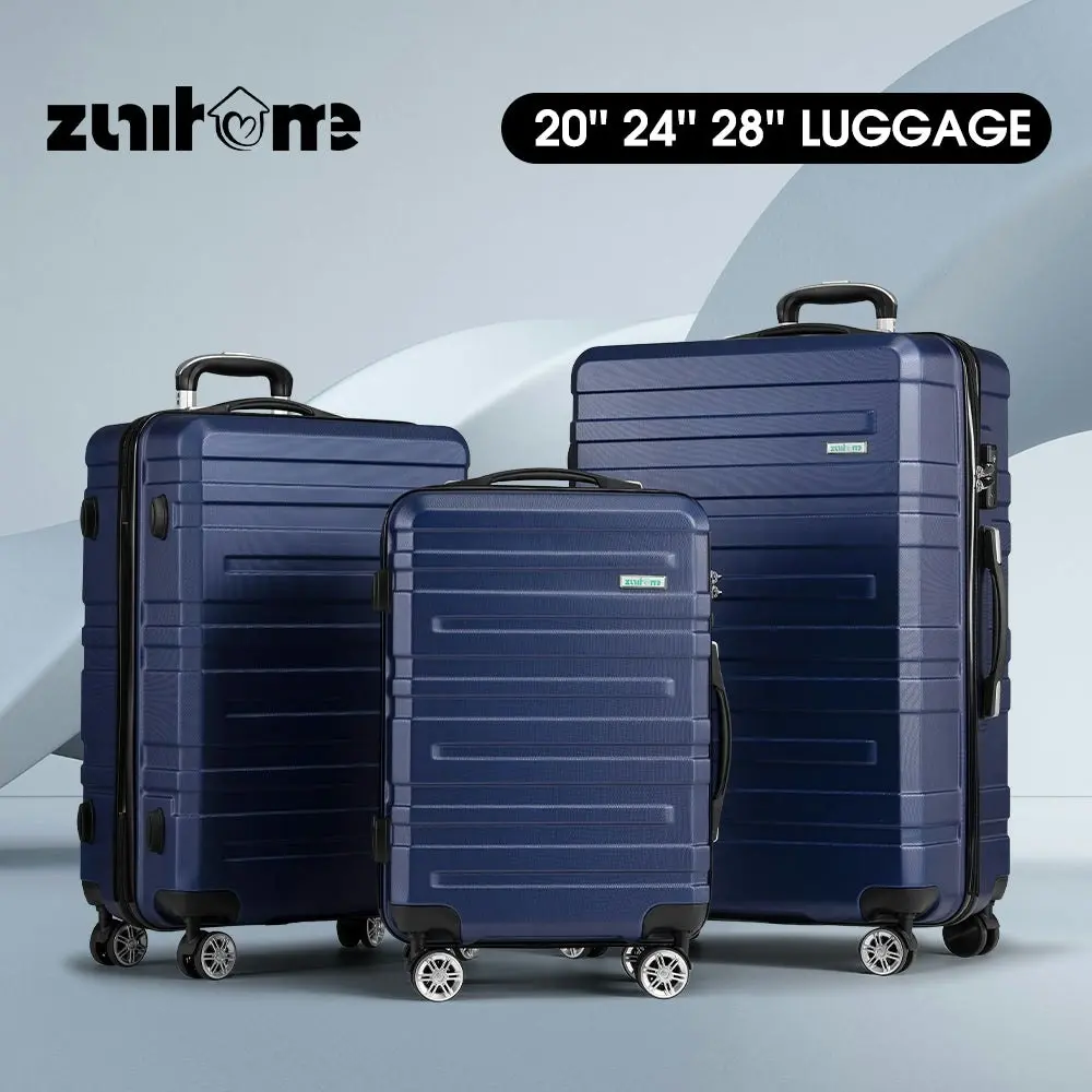 ZUNI 3PCS Luggage Suitcase Trolley Set Travel TSA Lock Storage Hard Case Navy