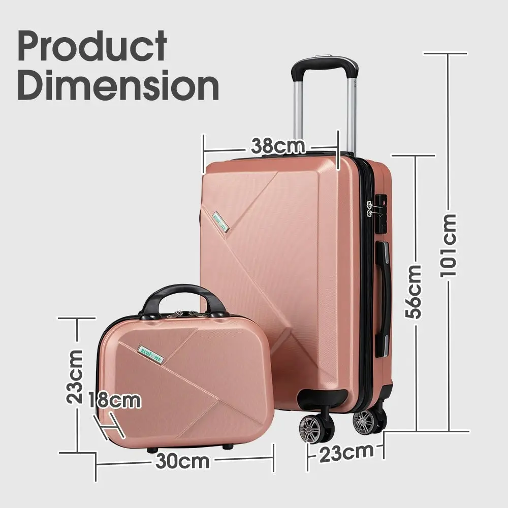 ZUNI 2PCS Luggage Suitcase Trolley Set Travel TSA Lock Storage Hard Case Pink