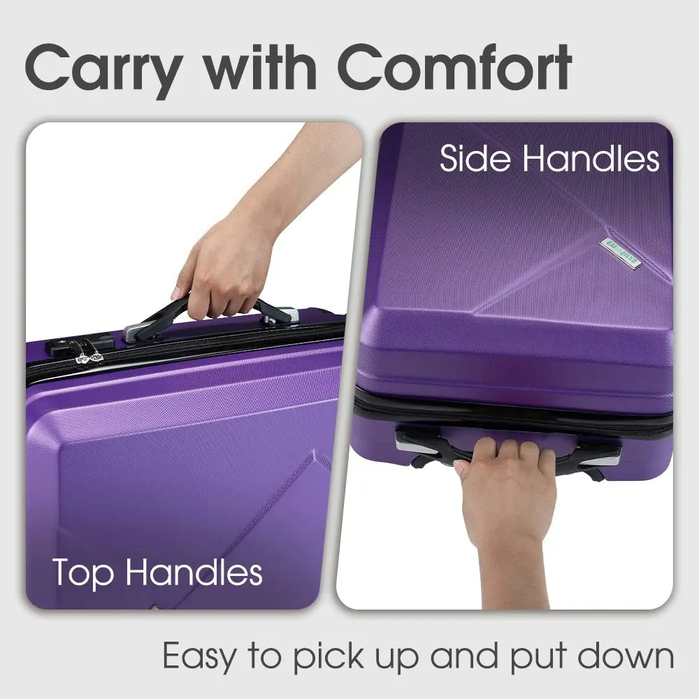 ZUNI 2PCS Luggage Suitcase Trolley Set Travel TSA Lock Storage Hard Case Purple