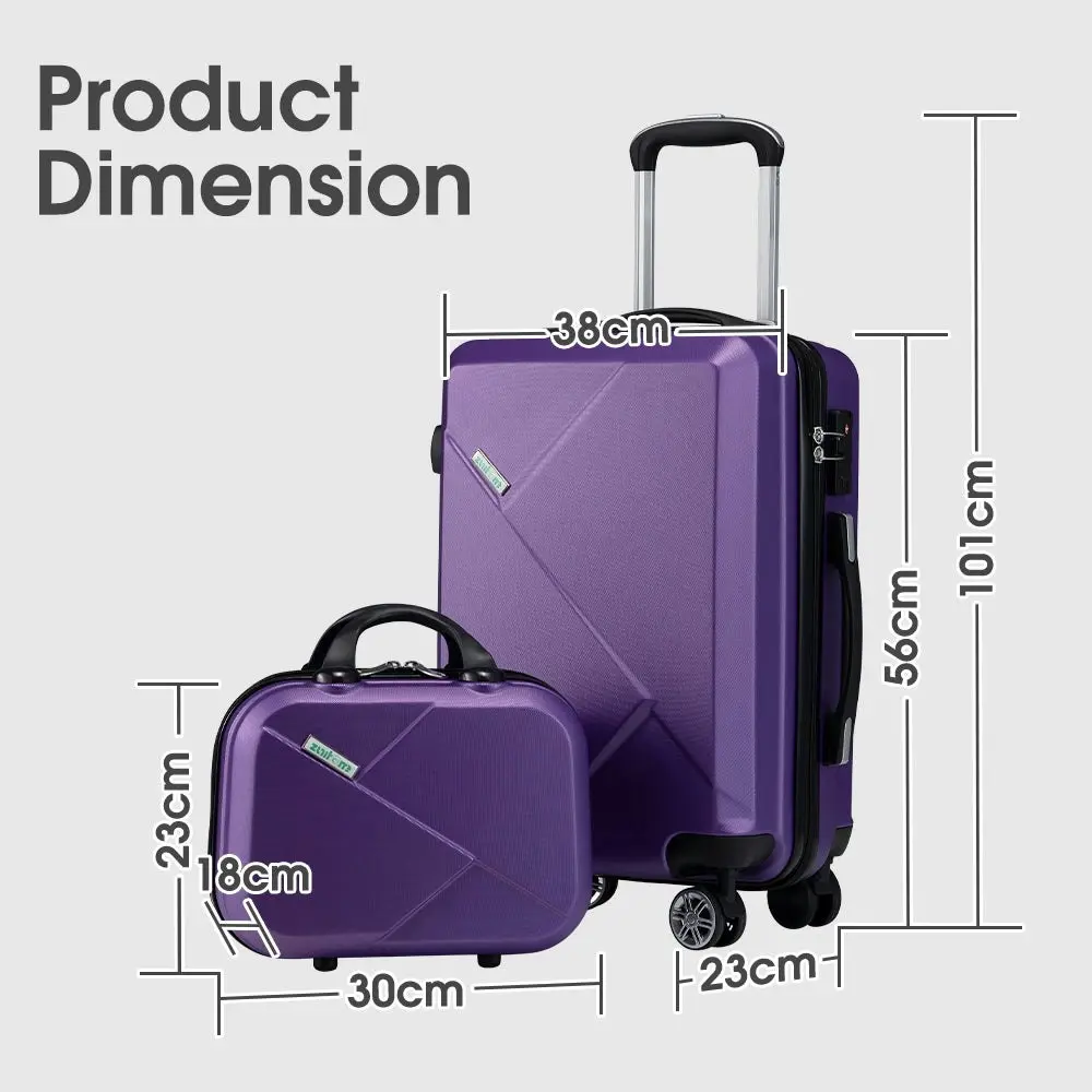 ZUNI 2PCS Luggage Suitcase Trolley Set Travel TSA Lock Storage Hard Case Purple