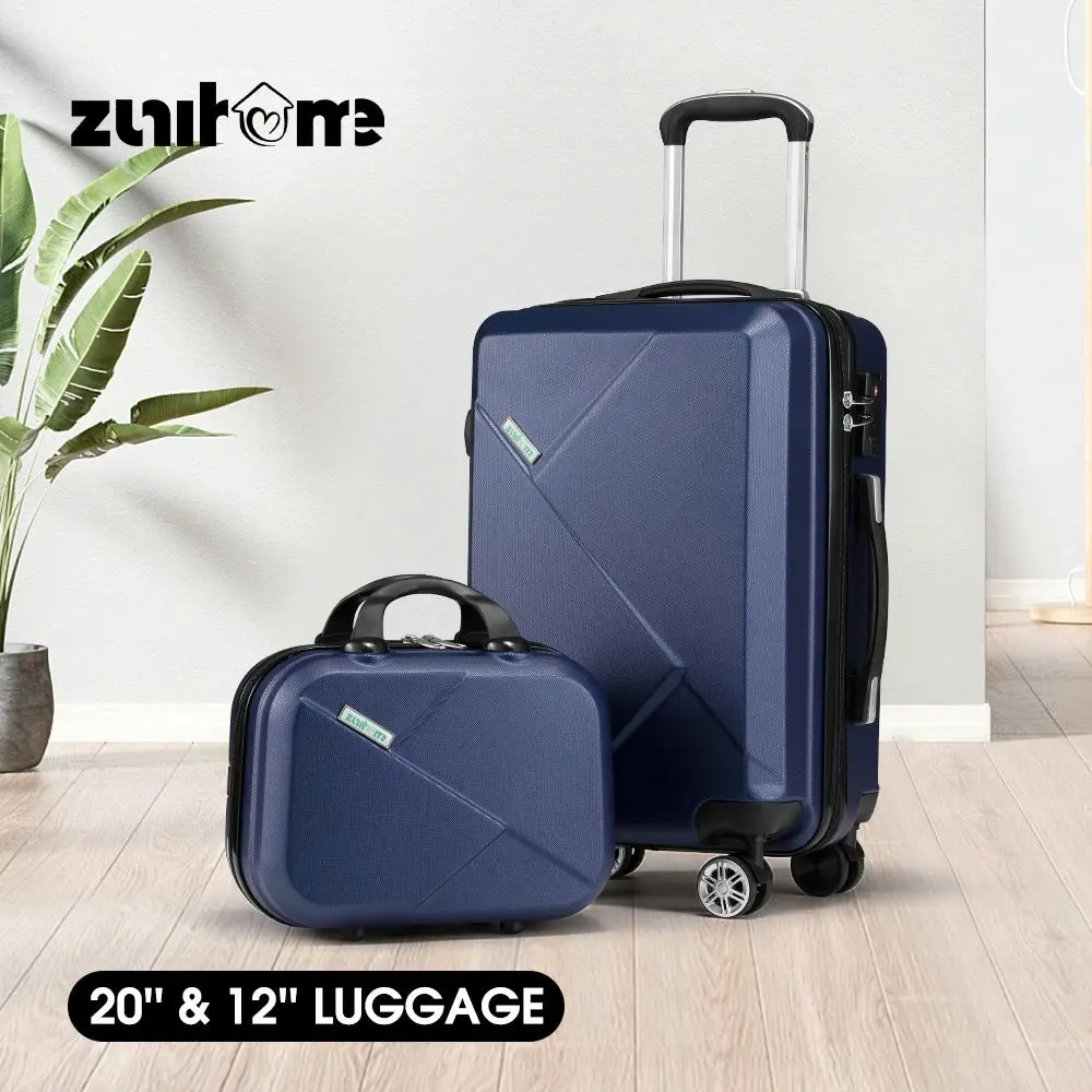 ZUNI 2PCS Luggage Suitcase Trolley Set Travel TSA Lock Storage Hard Case Navy