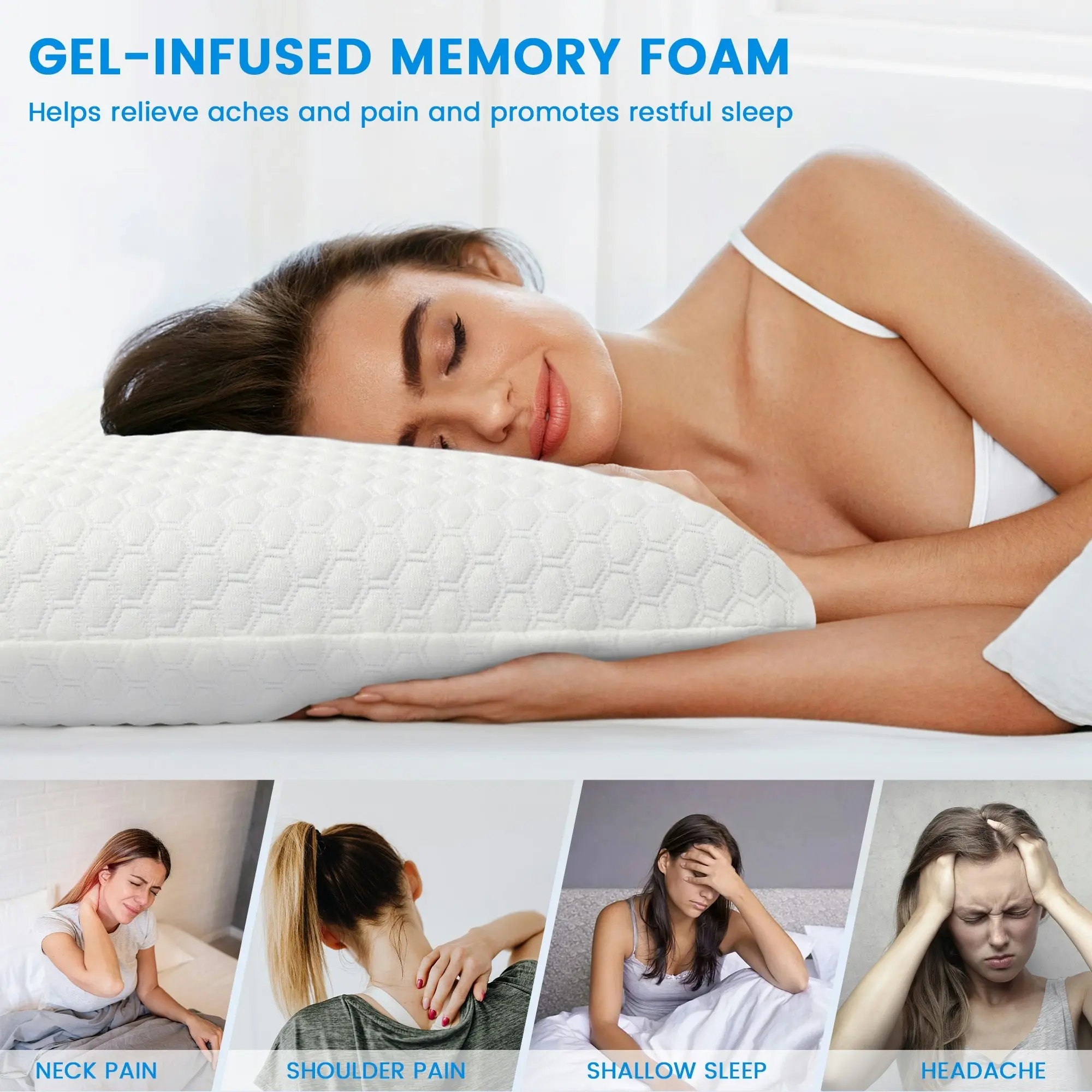 Linenova Gel Memory Foam Pillow - Cooling & Ventilated Bedding Pillow