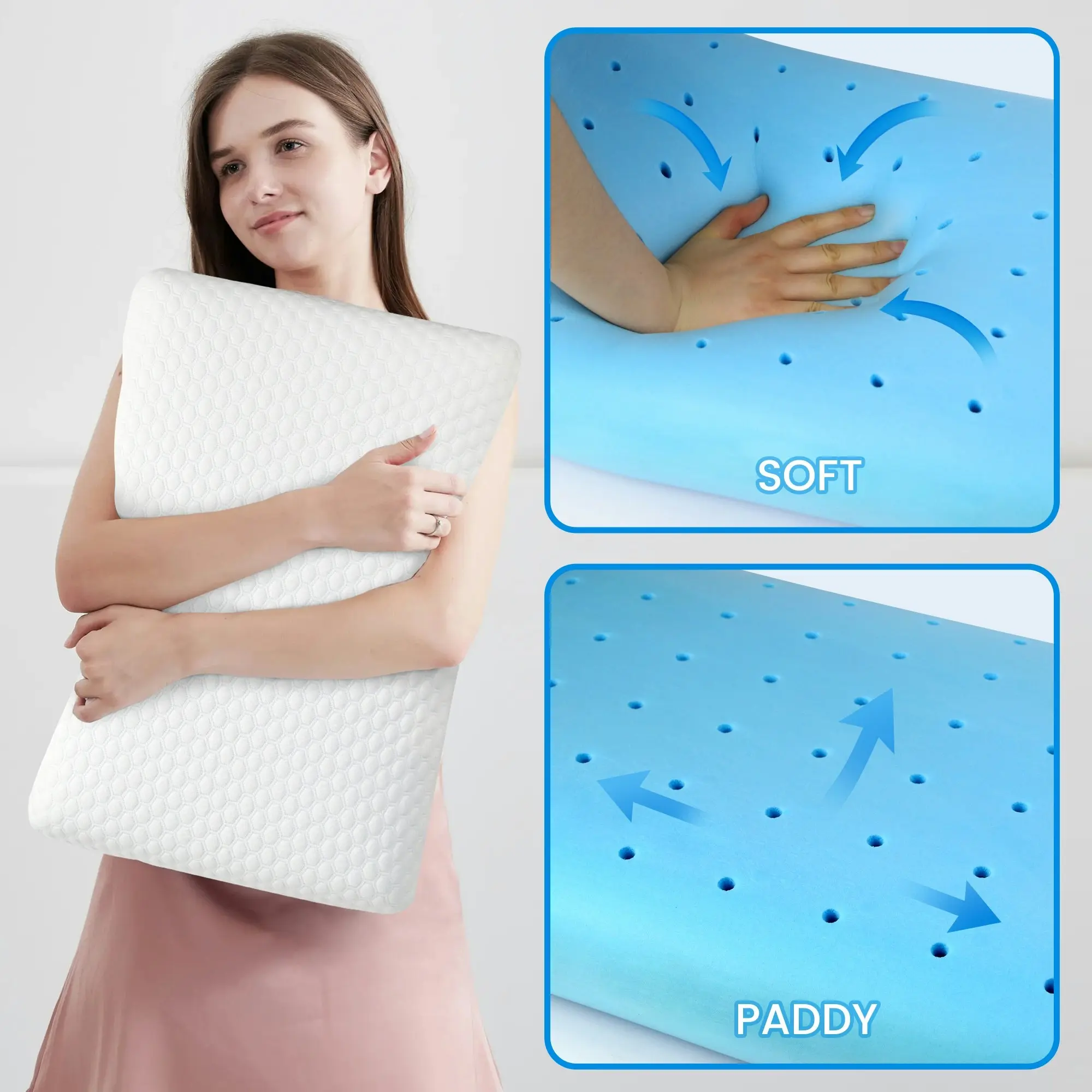 Linenova Gel Memory Foam Pillow - Cooling & Ventilated Bedding Pillow