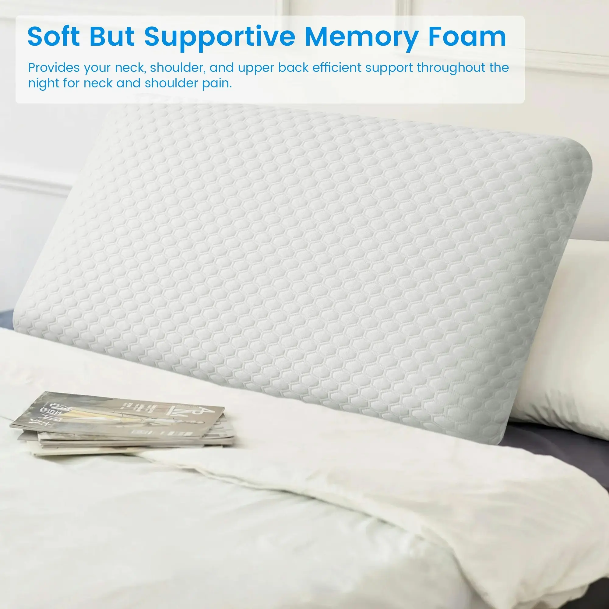 Linenova Gel Memory Foam Pillow - Cooling & Ventilated Bedding Pillow