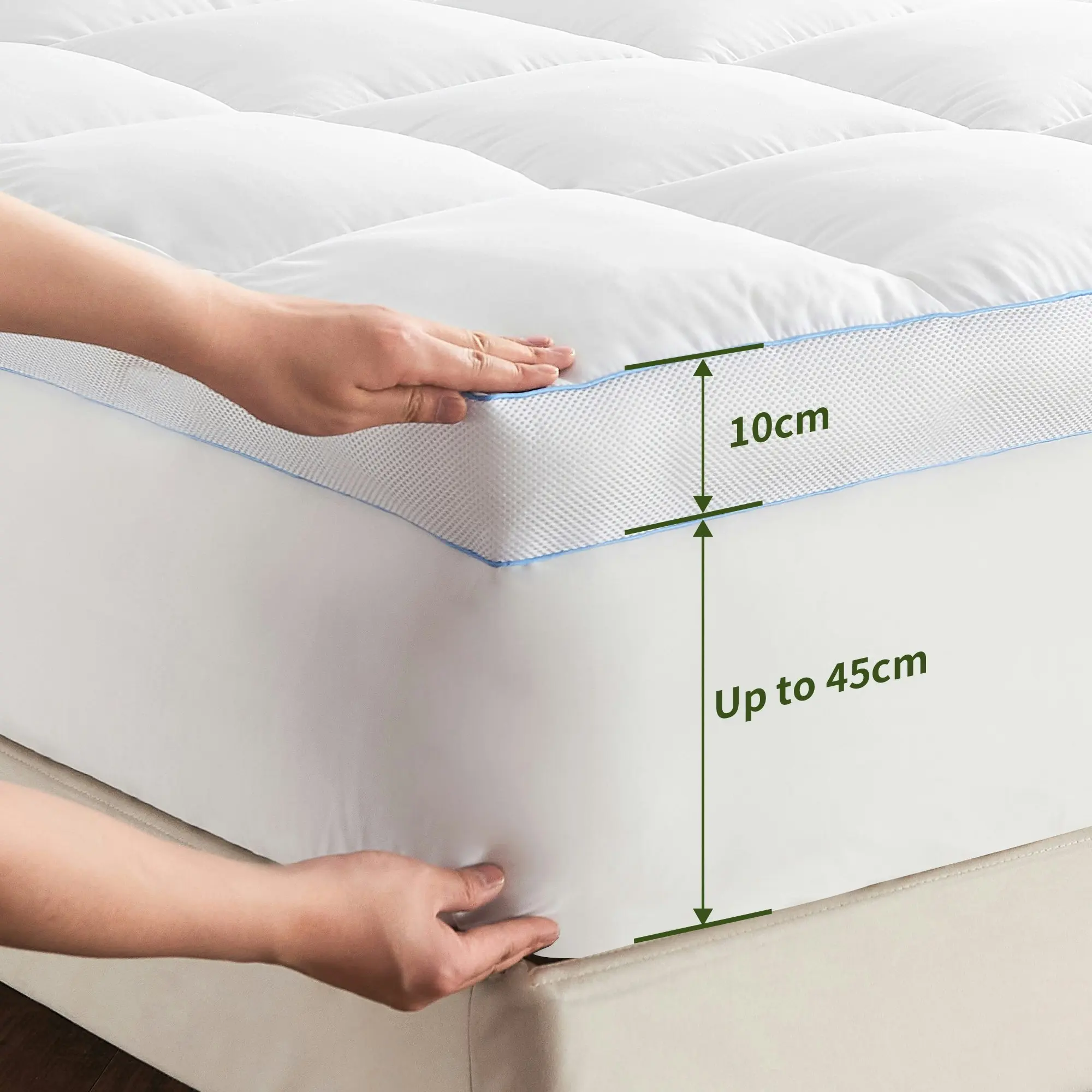 Linenova Luxury 1500GSM 10CM Bamboo Mattress Topper Extra Thick Breathable Mattress Pillowtop All Size