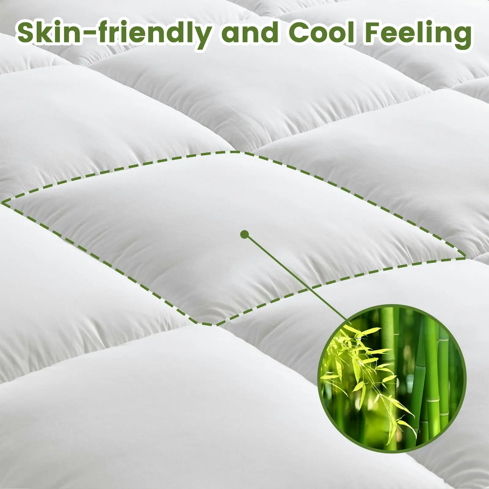 Linenova Luxury 1500GSM 10CM Bamboo Mattress Topper Extra Thick Breathable Mattress Pillowtop All Size