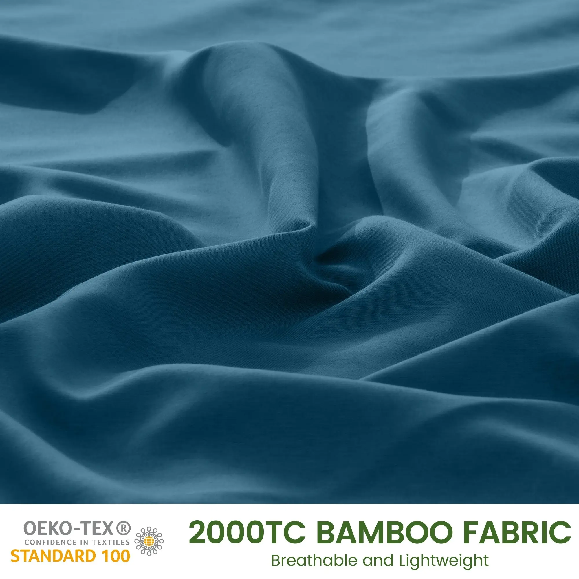 Linenova 2000TC Cooling Bamboo Blend Sheet Set - Biscay Blue,5 Sizes