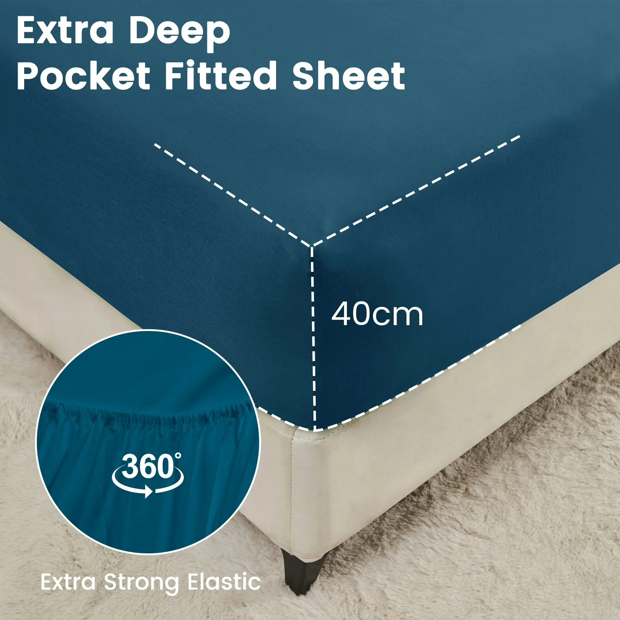 Linenova 2000TC Cooling Bamboo Blend Sheet Set - Biscay Blue,5 Sizes