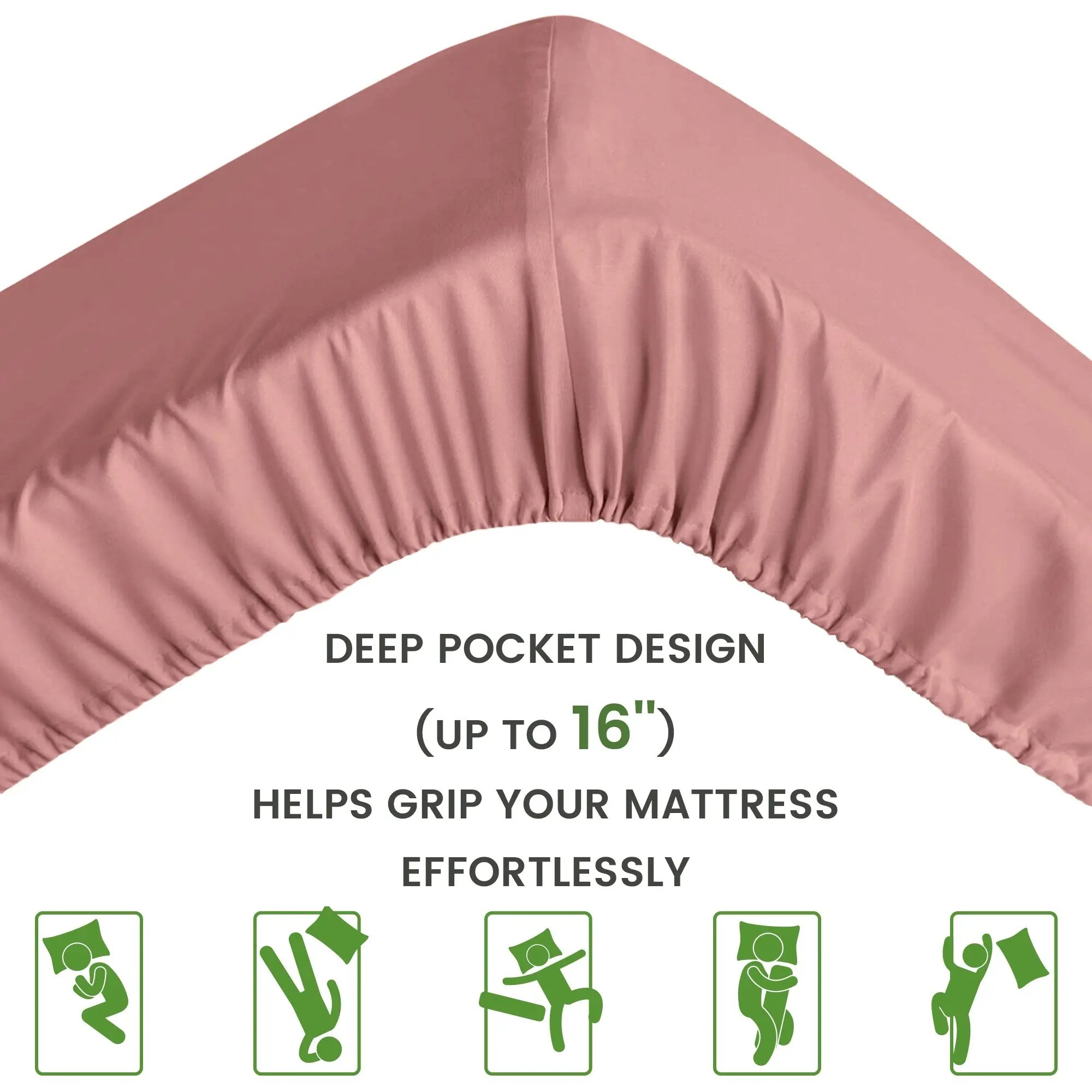 Linenova 2000TC Cooling Bamboo Blend Sheet Set - DustyPink,5 Sizes