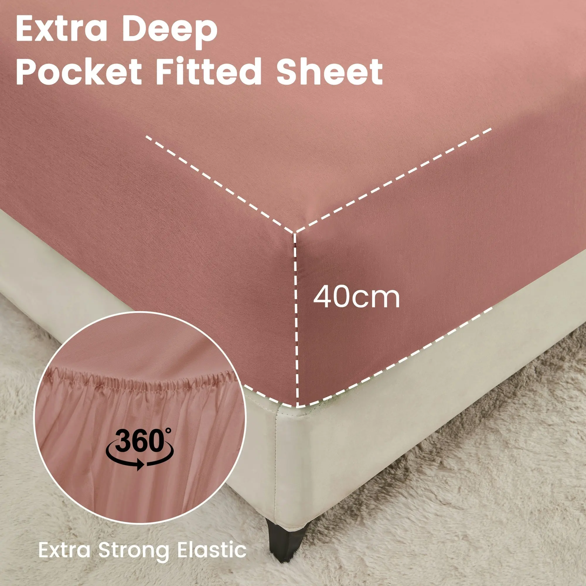 Linenova 2000TC Cooling Bamboo Blend Sheet Set - DustyPink,5 Sizes