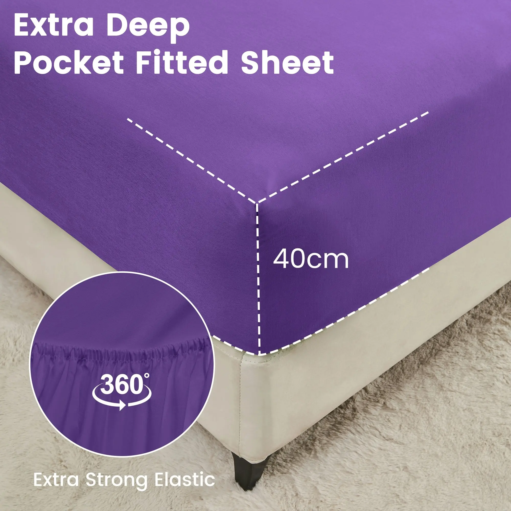 Linenova 2000TC Cooling Bamboo Blend Sheet Set - Purple,5 Sizes