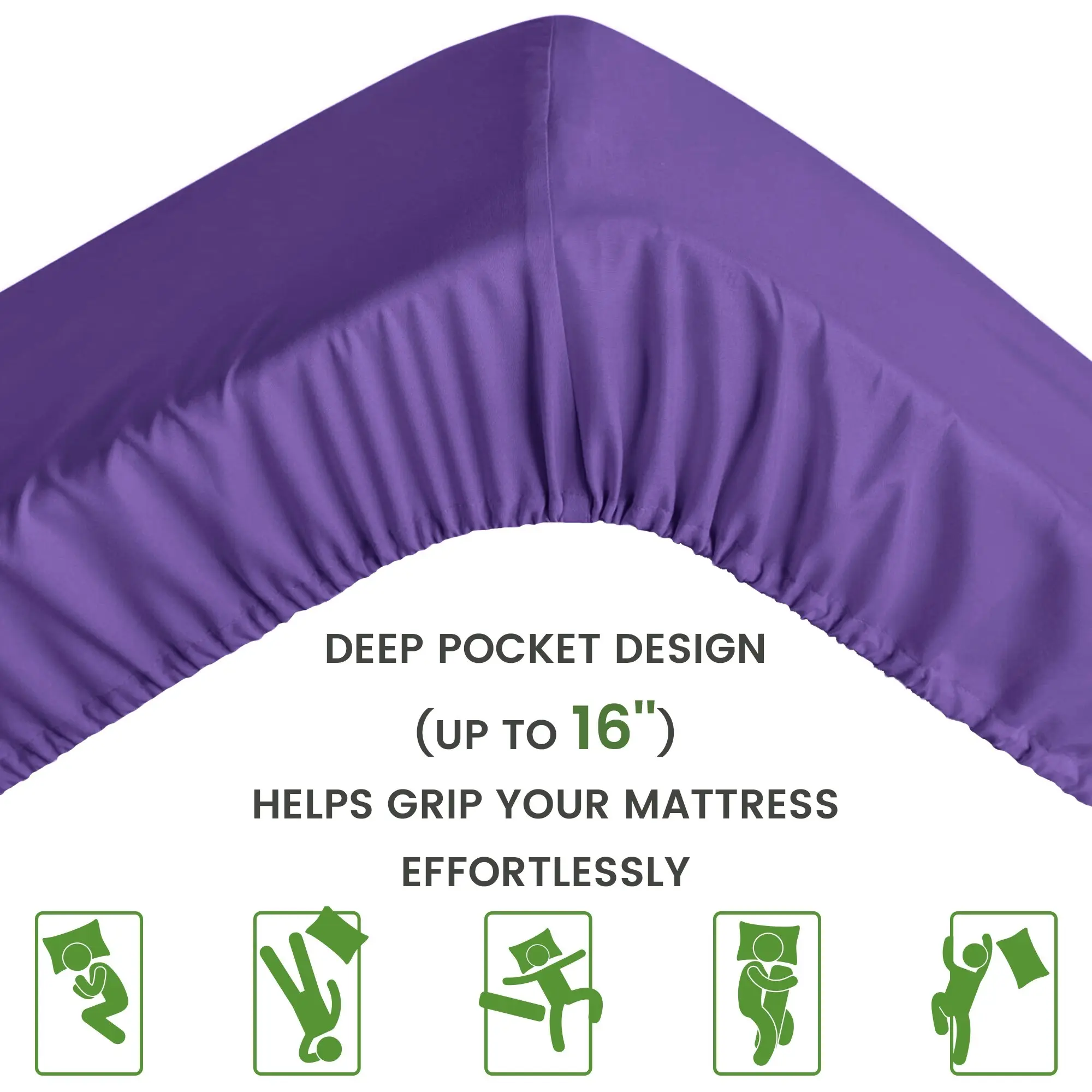 Linenova 2000TC Cooling Bamboo Blend Sheet Set - Purple,5 Sizes