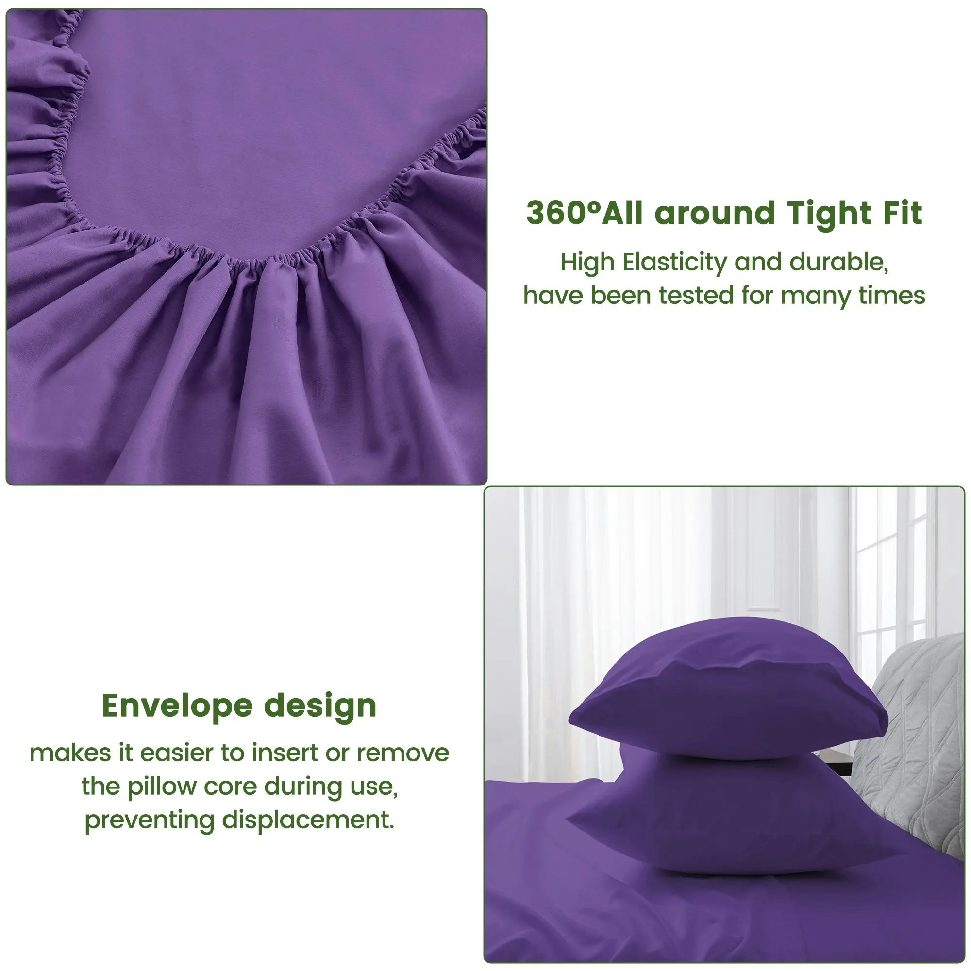 Linenova 2000TC Cooling Bamboo Blend Sheet Set - Purple,5 Sizes