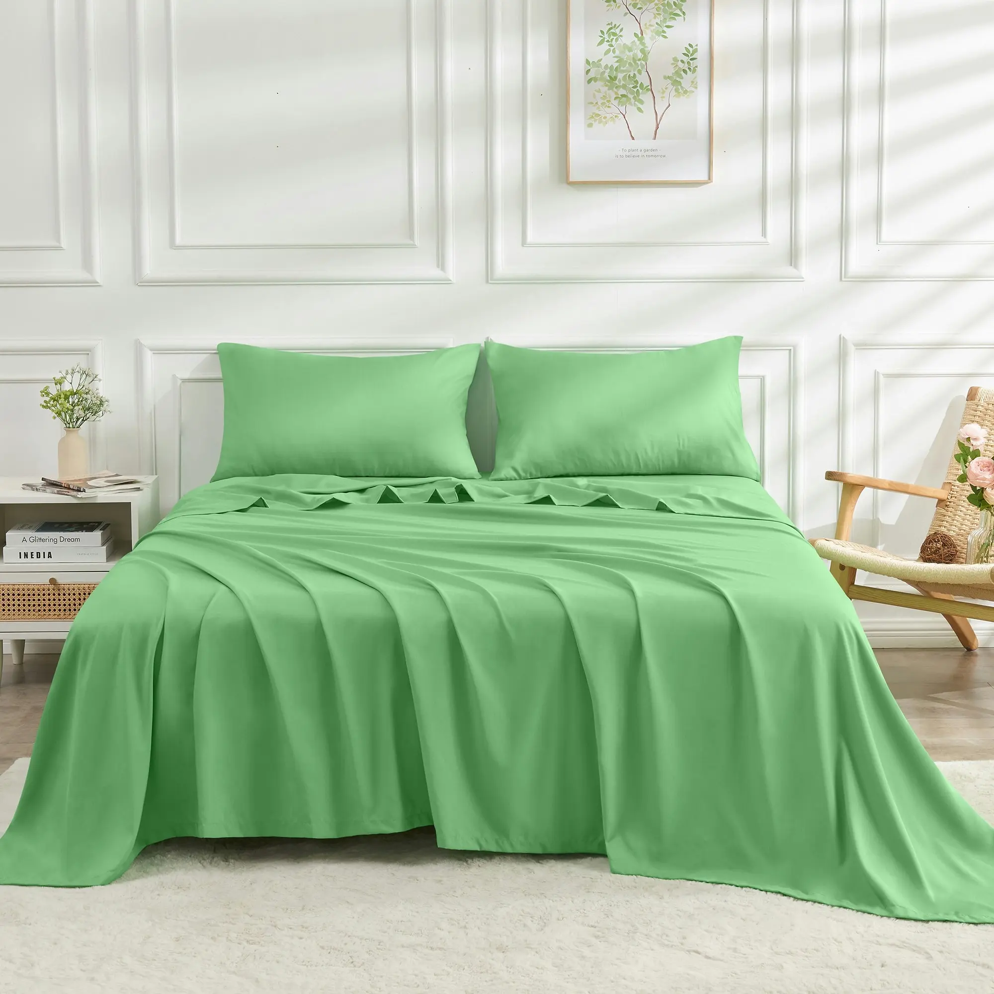 Linenova 2000TC Cooling Bamboo Blend Sheet Set - Avocado,5 Sizes