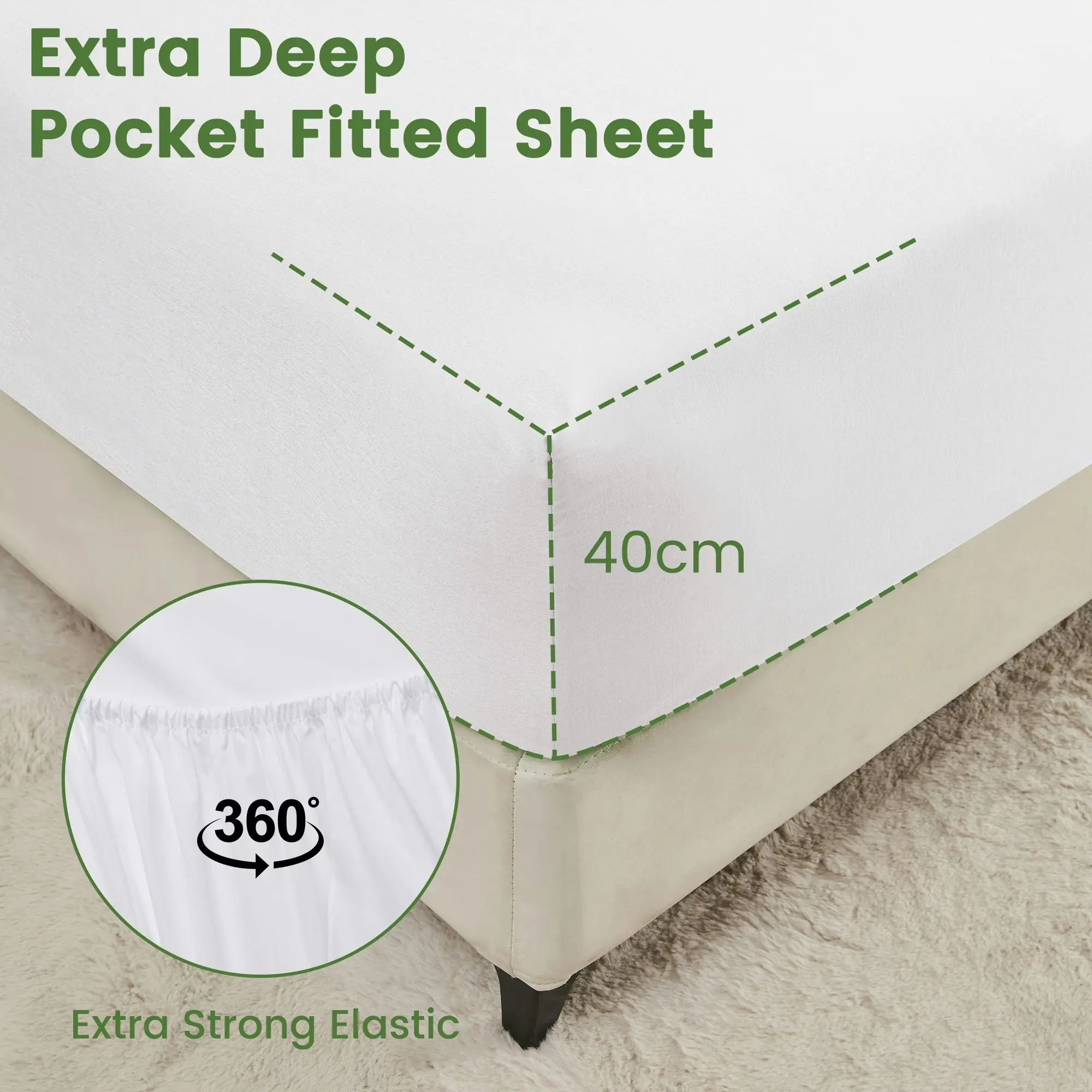 Linenova 2000TC Cooling Bamboo Blend Sheet Set - White,5 Sizes