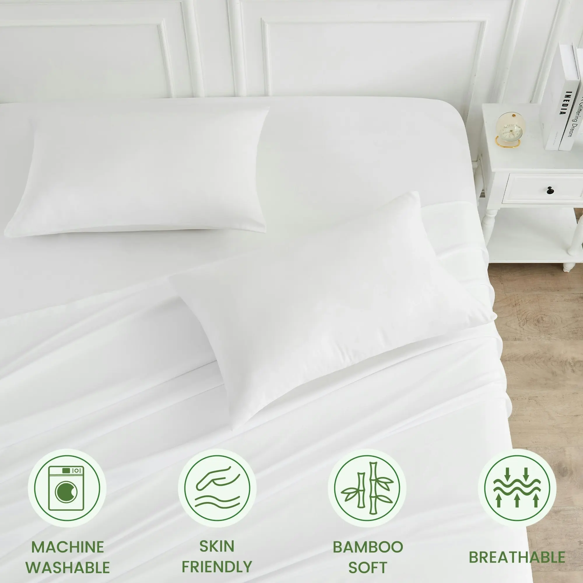 Linenova 2000TC Cooling Bamboo Blend Sheet Set - White,5 Sizes