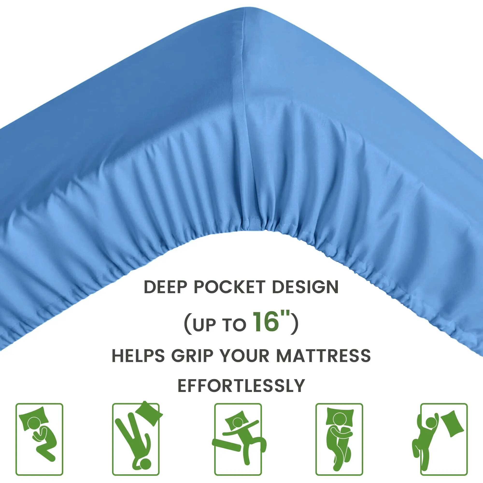 Linenova 2000TC Cooling Bamboo Blend Sheet Set - Ocean,5 Sizes