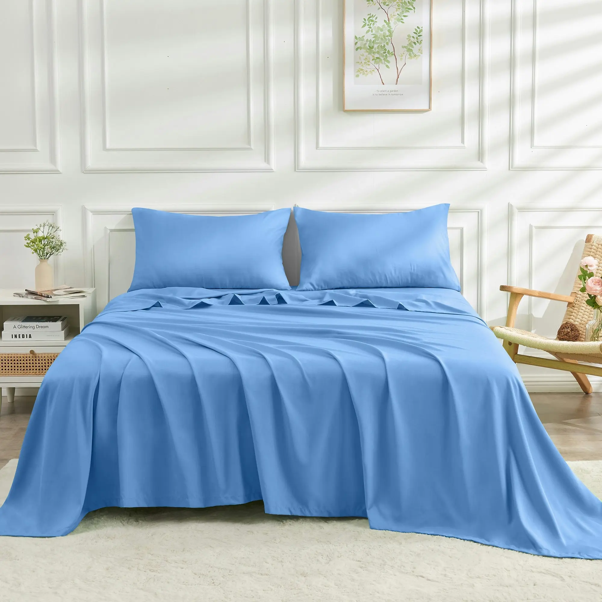 Linenova 2000TC Cooling Bamboo Blend Sheet Set - Ocean,5 Sizes