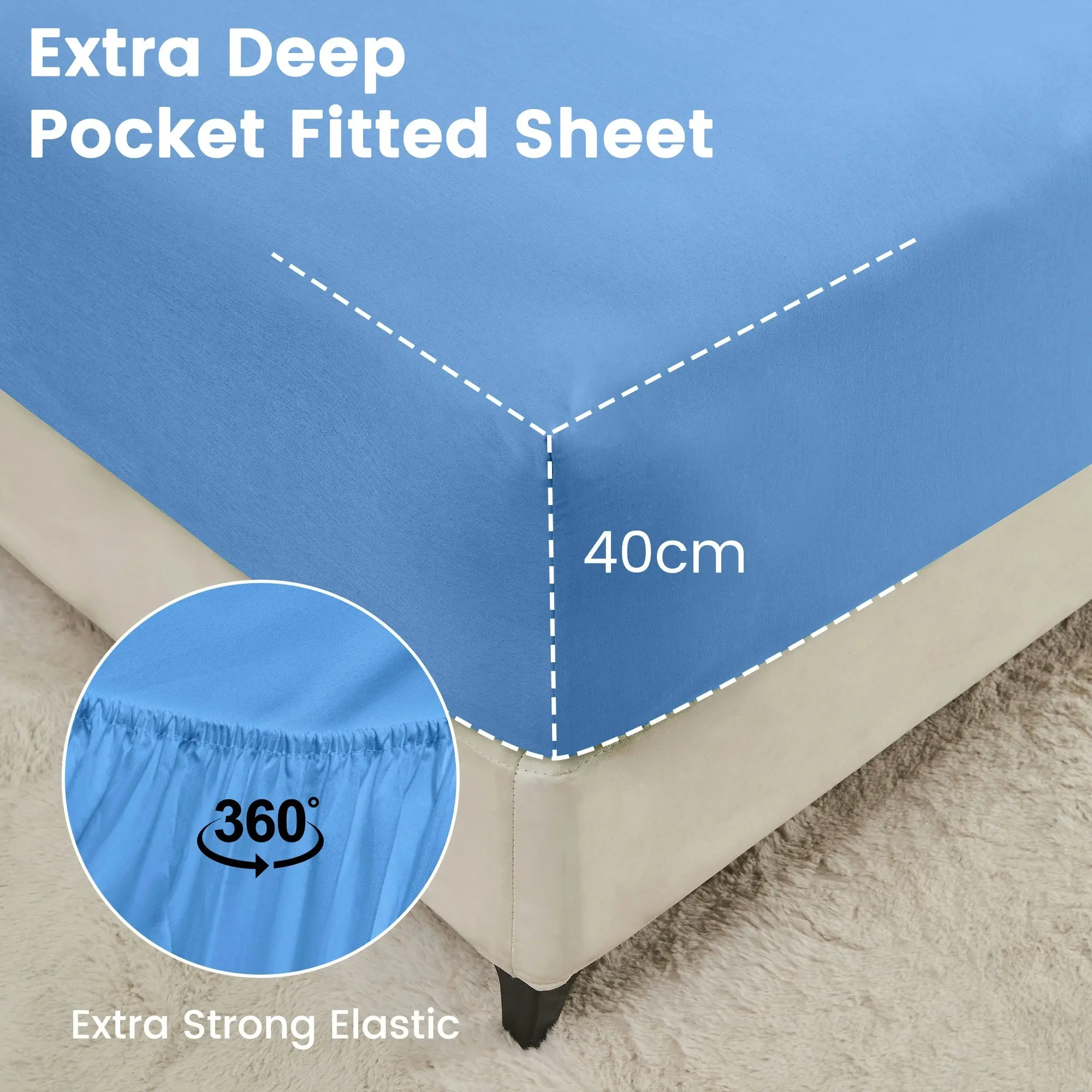 Linenova 2000TC Cooling Bamboo Blend Sheet Set - Ocean,5 Sizes