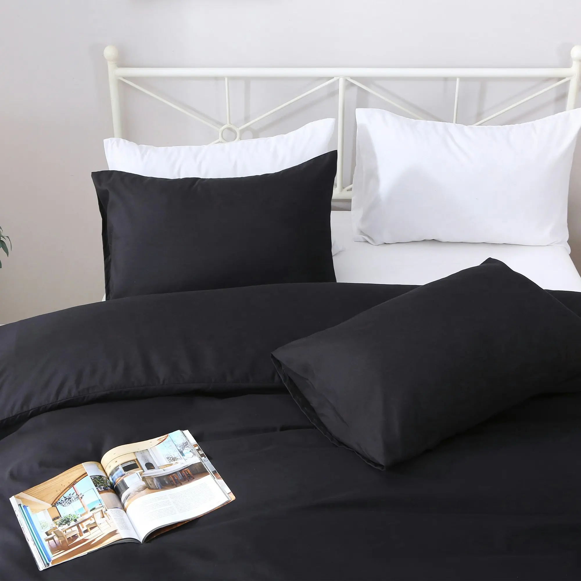 Linenova 2000TC Hotel Soft Quilt Cover Pillowcases Set(Black,5 Sizes)