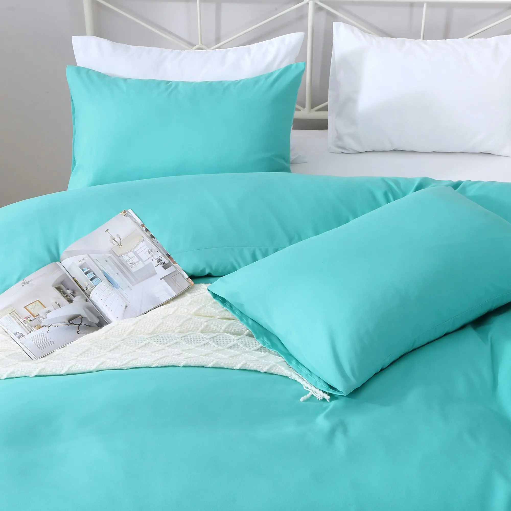 Linenova 2000TC Hotel Soft Quilt Cover Pillowcases Set(Teal,5 Sizes)