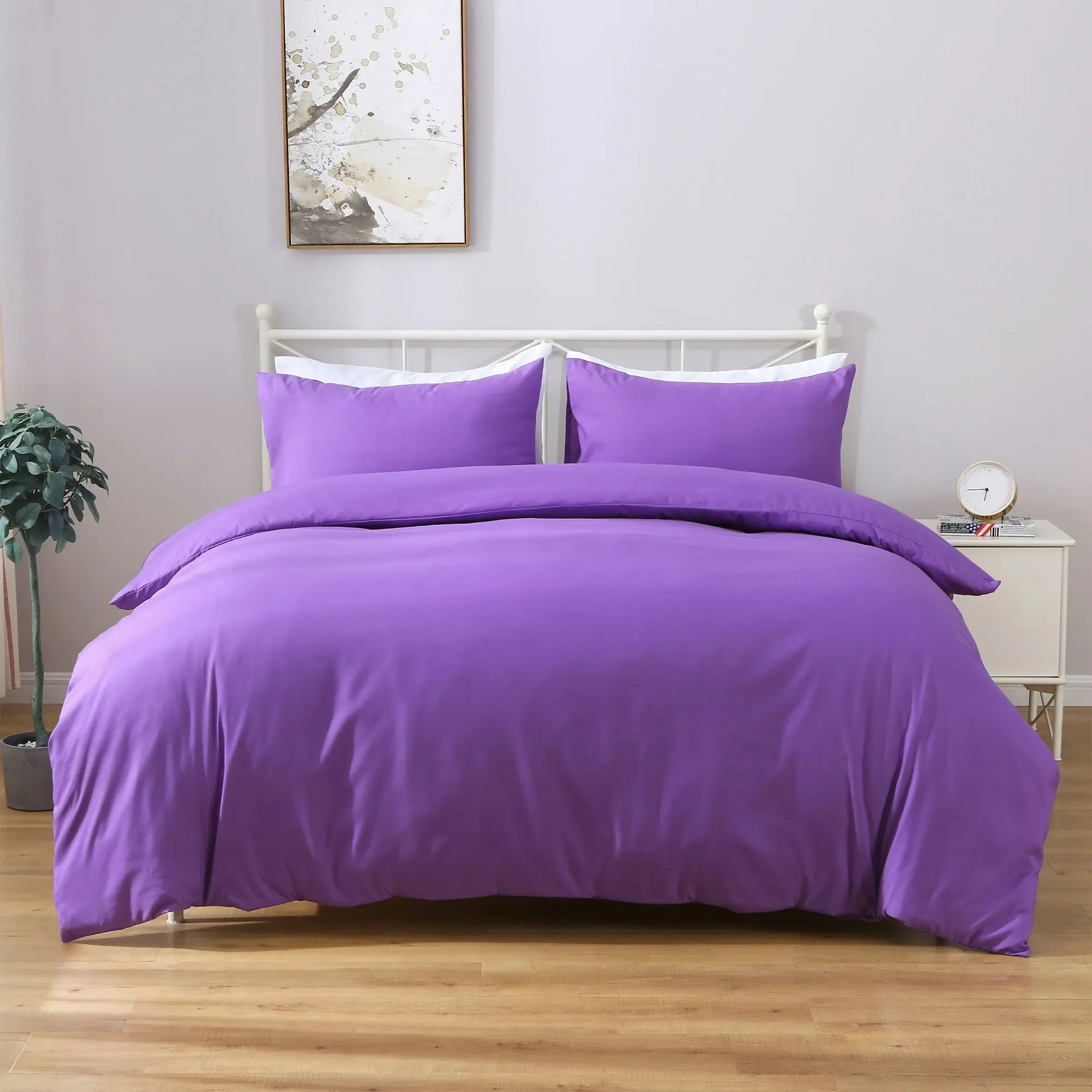 Linenova 2000TC Hotel Soft Quilt Cover Pillowcases Set(Purple,5 Sizes)