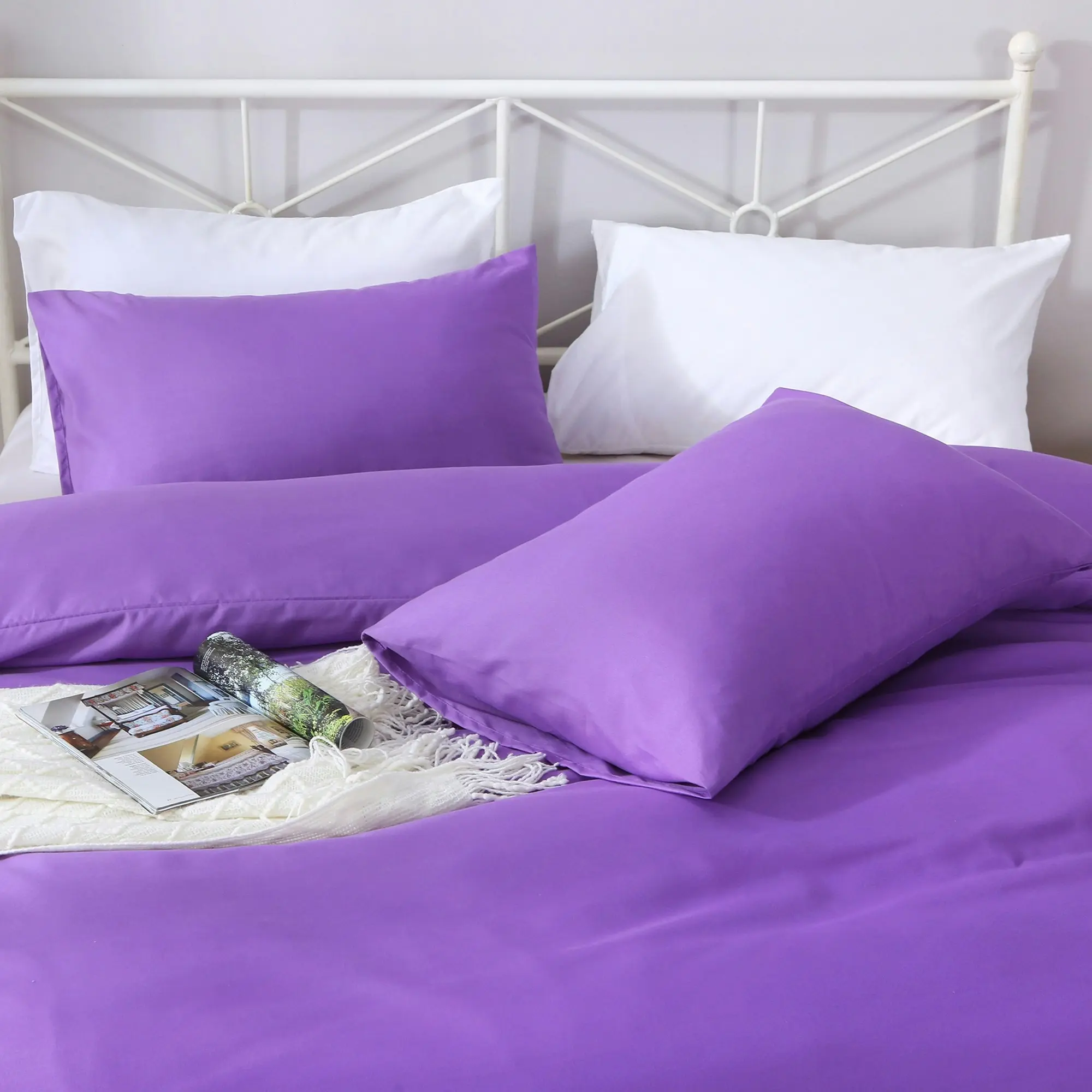 Linenova 2000TC Hotel Soft Quilt Cover Pillowcases Set(Purple,5 Sizes)