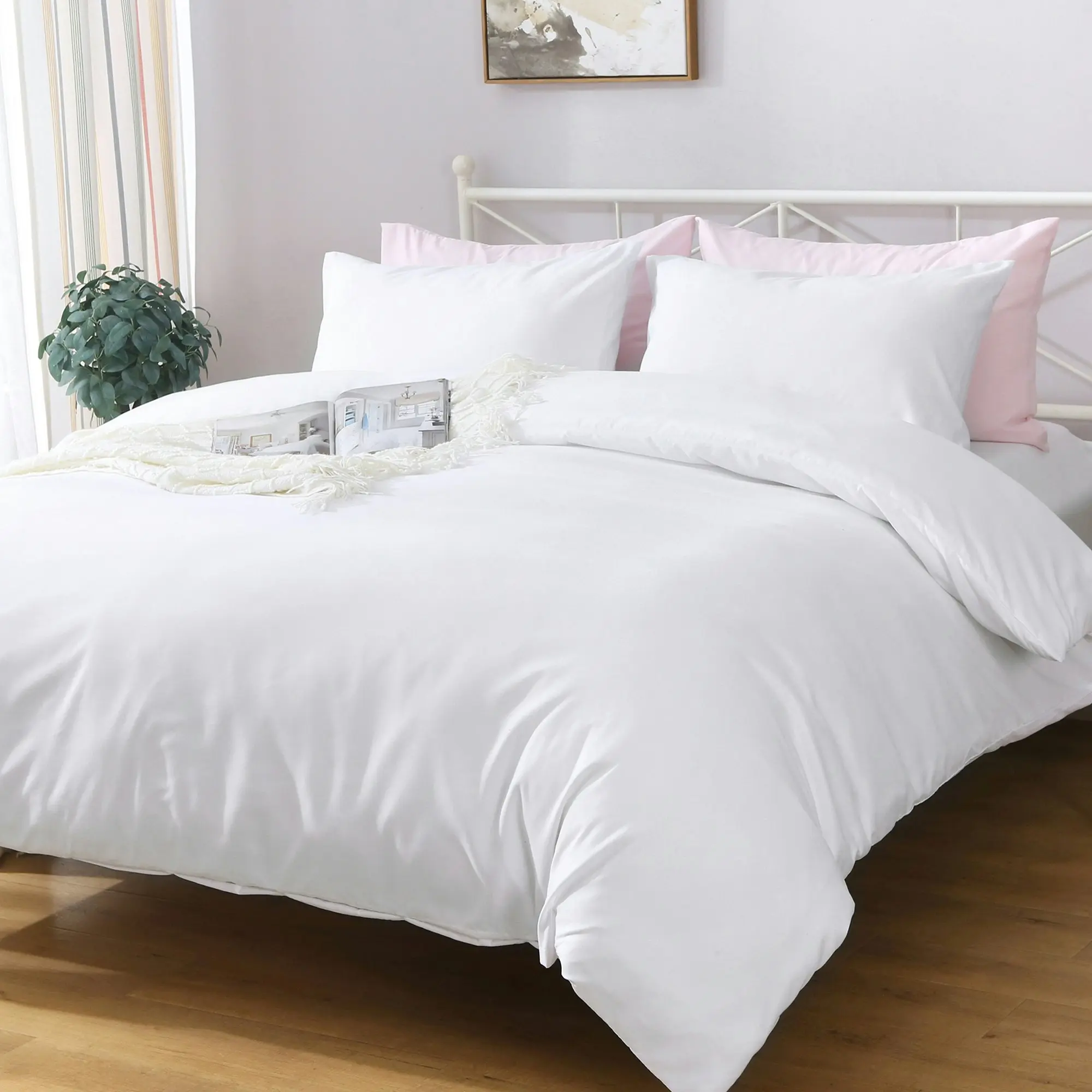 Linenova 2000TC Hotel Soft Quilt Cover Pillowcases Set(White,5 Sizes)