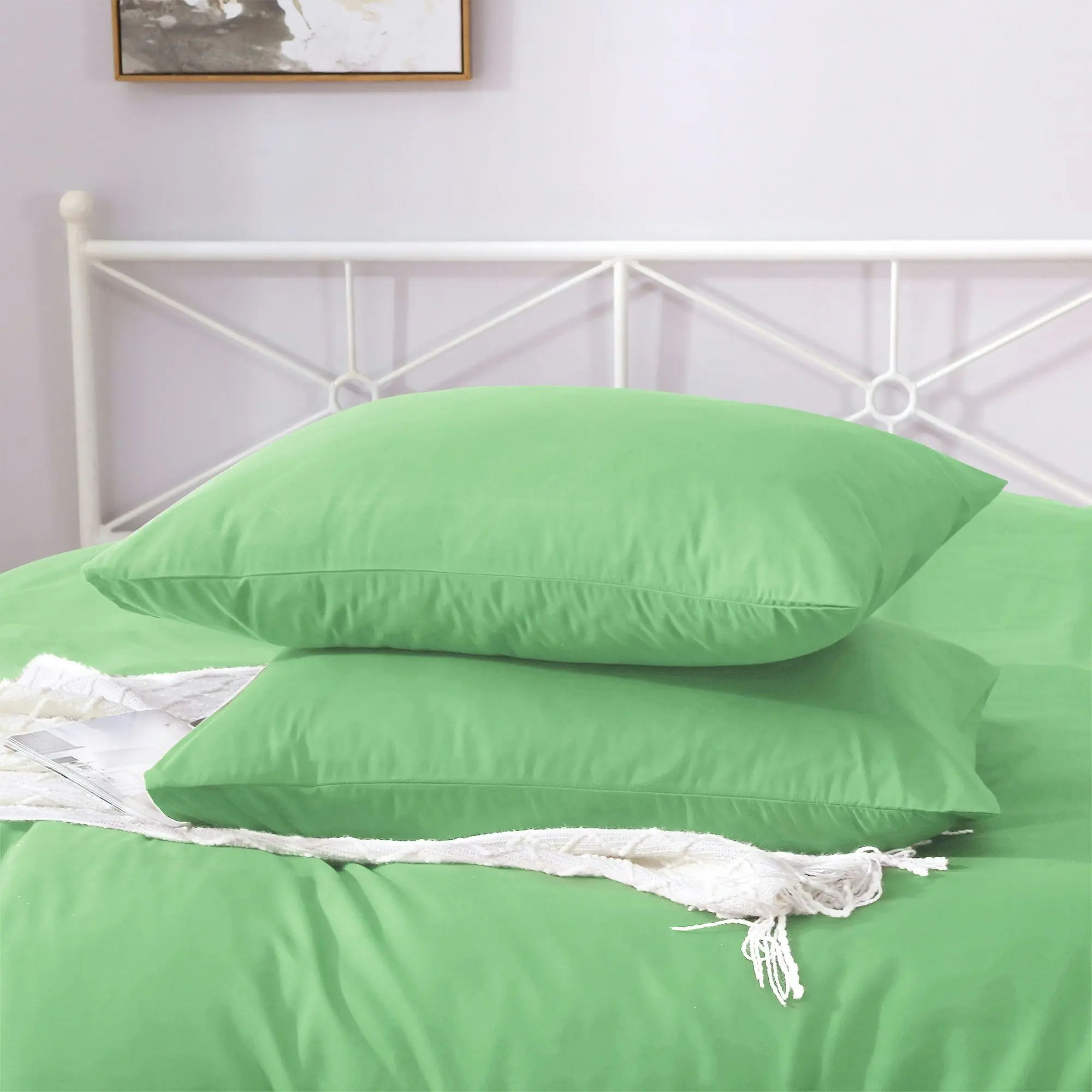 Linenova 2000TC Hotel Soft Quilt Cover Pillowcases Set(Avocado,5 Sizes)