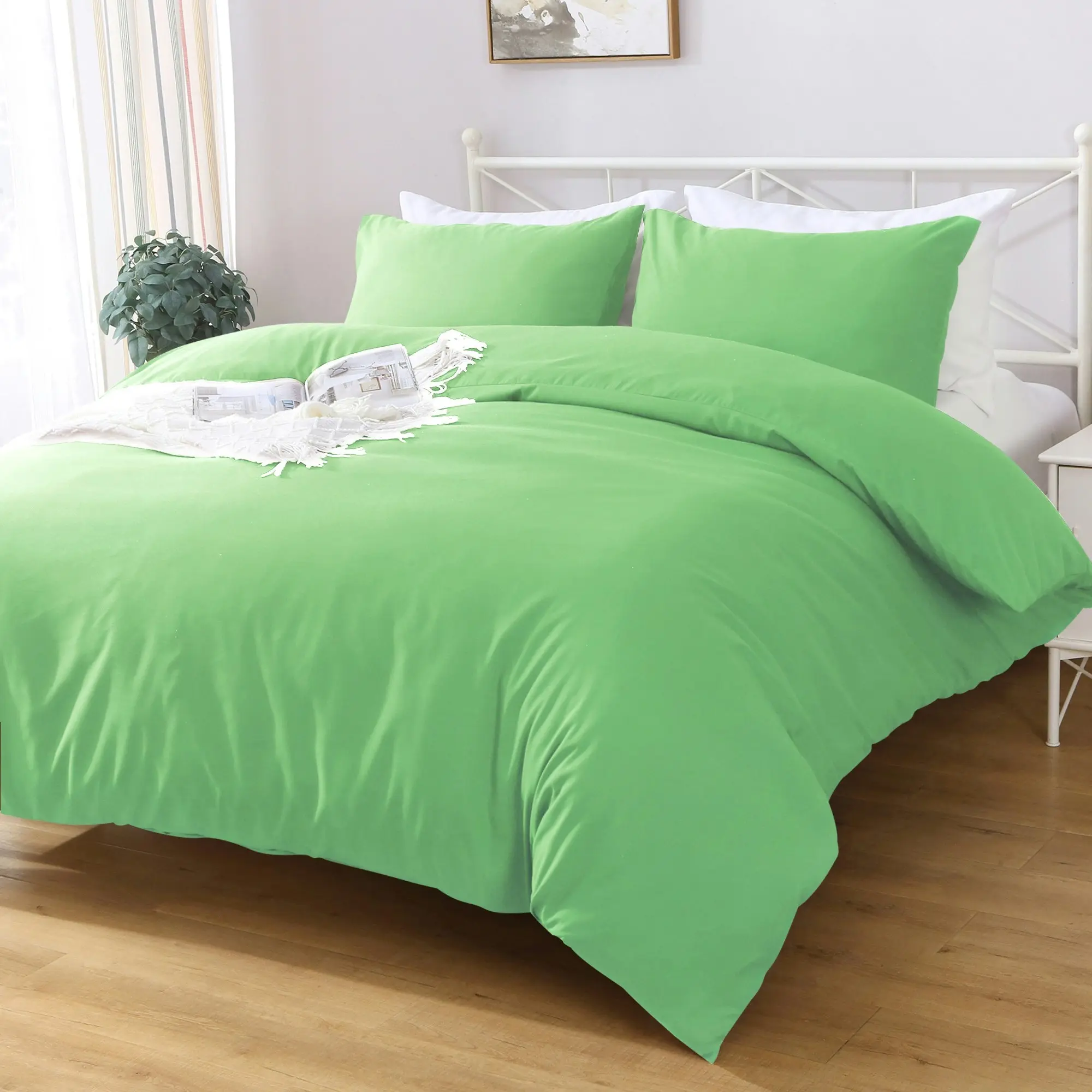 Linenova 2000TC Hotel Soft Quilt Cover Pillowcases Set(Avocado,5 Sizes)