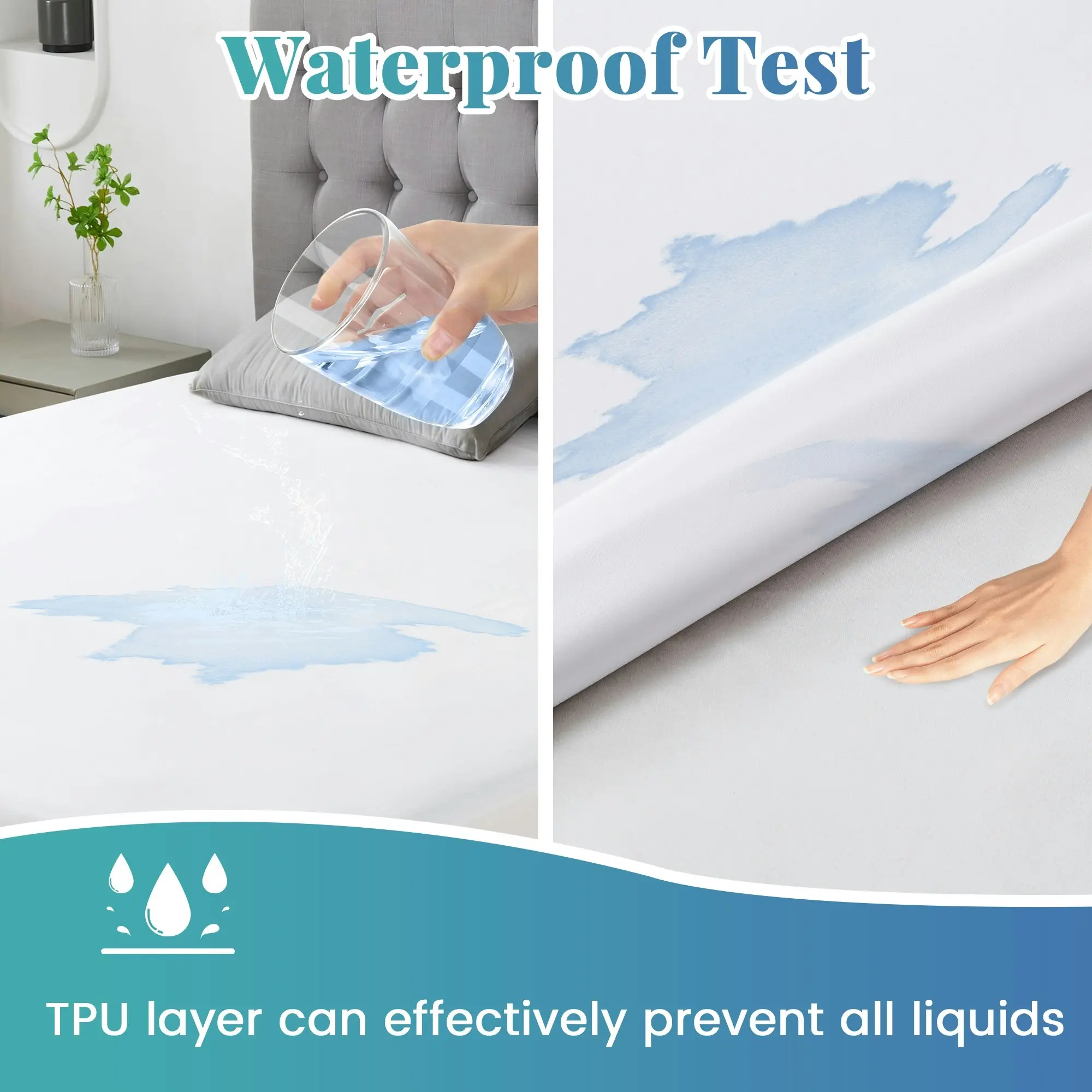 Linenova Fully Fitted 100% Waterproof Mattress Protector Hypoallergenic Anti Dust Mite With TPU Layer