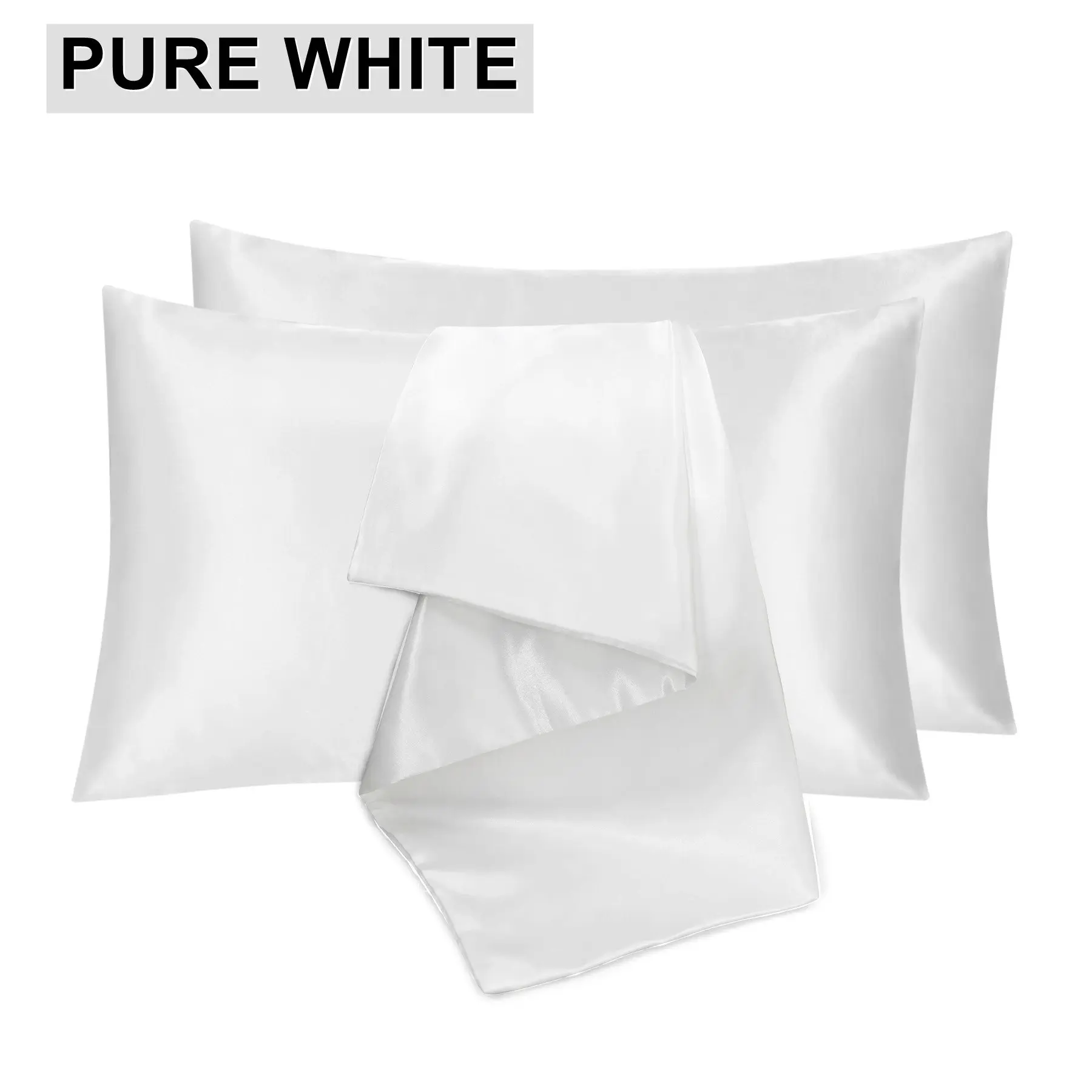 Linenova Silk Satin Pillowcases Twin Pack Queen Size 51 x 76 cm 12 Colours