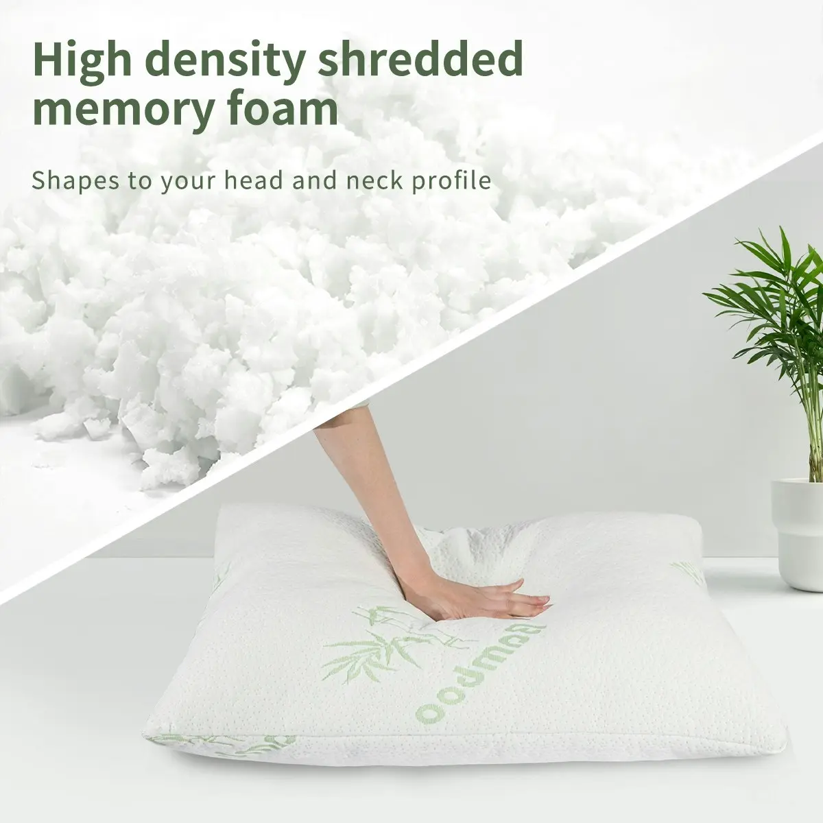 Linenova Bamboo Memory Foam Pillow Luxury Soft Perfect Medium Firm Density Home Bed Pillow