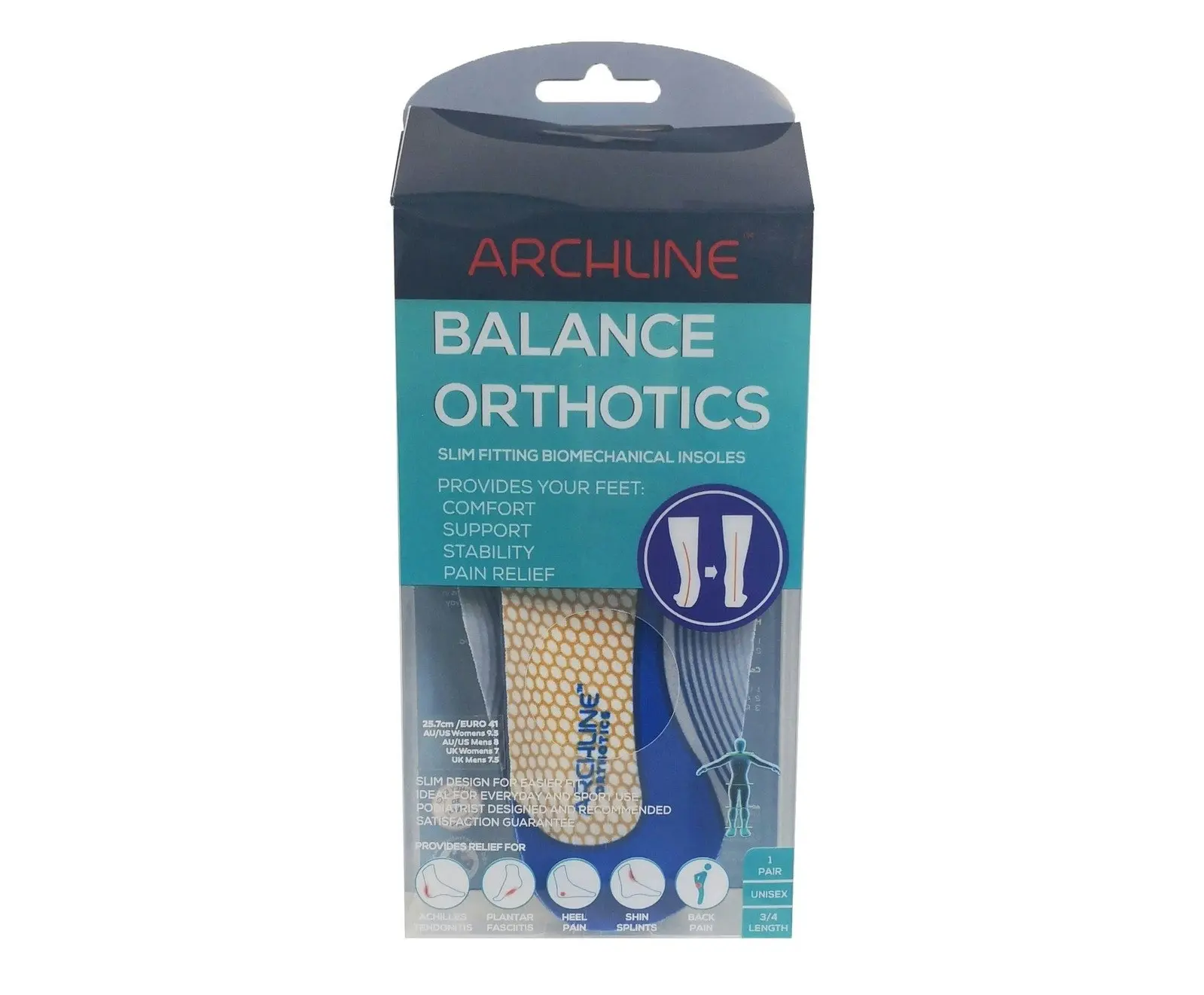 Archline 3/4 Slim Orthotics Plantar Fasciitis Insoles Balance Relief - EUR 47