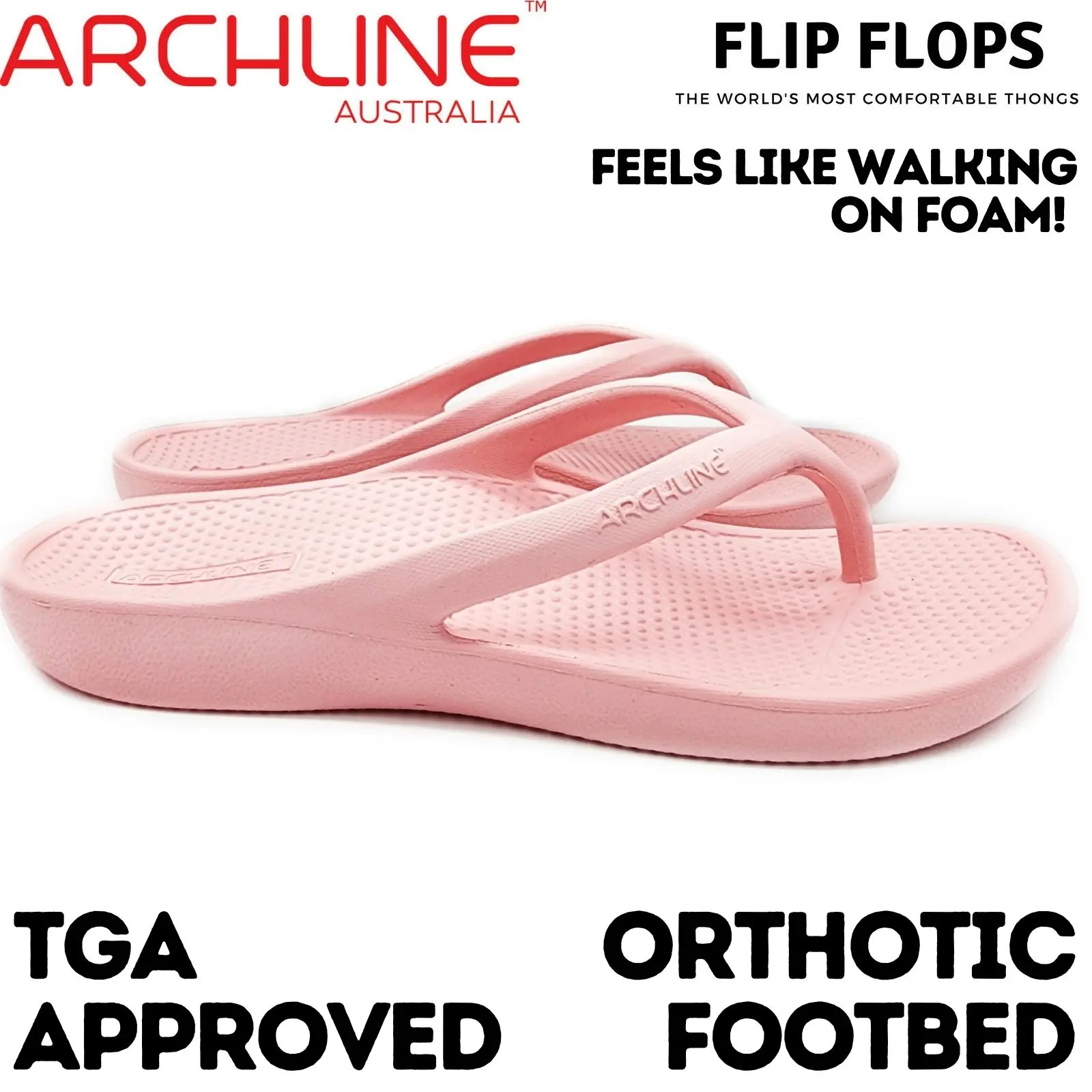 Archline Orthotic Foam Thongs Arch Support Flip Flops Orthopedic Rebound - Pink